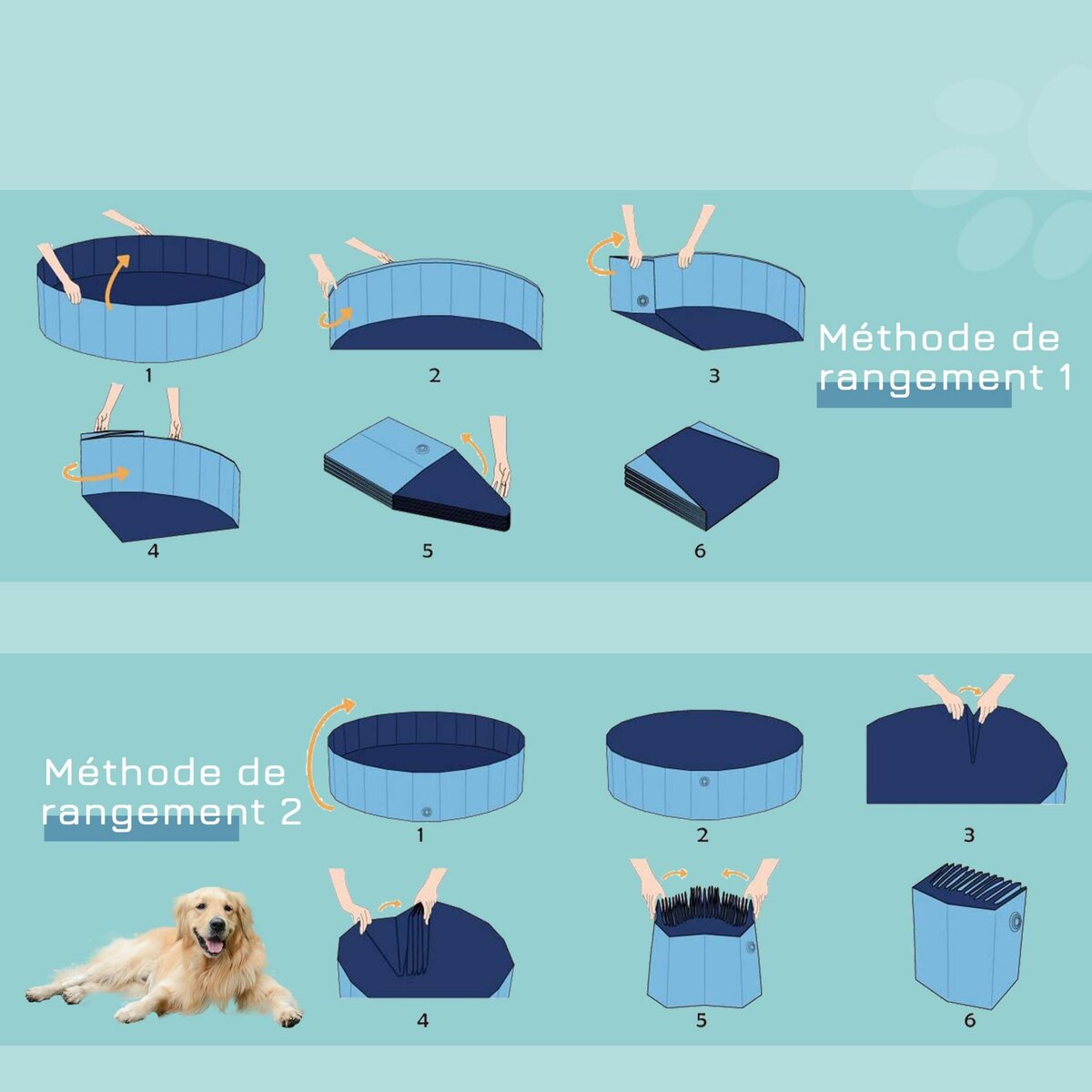 PAWHUT Piscine pour chien bassin PVC pliable anti-glissant facile à nettoyer diamètre 80 hauteur 20 cm bleu
