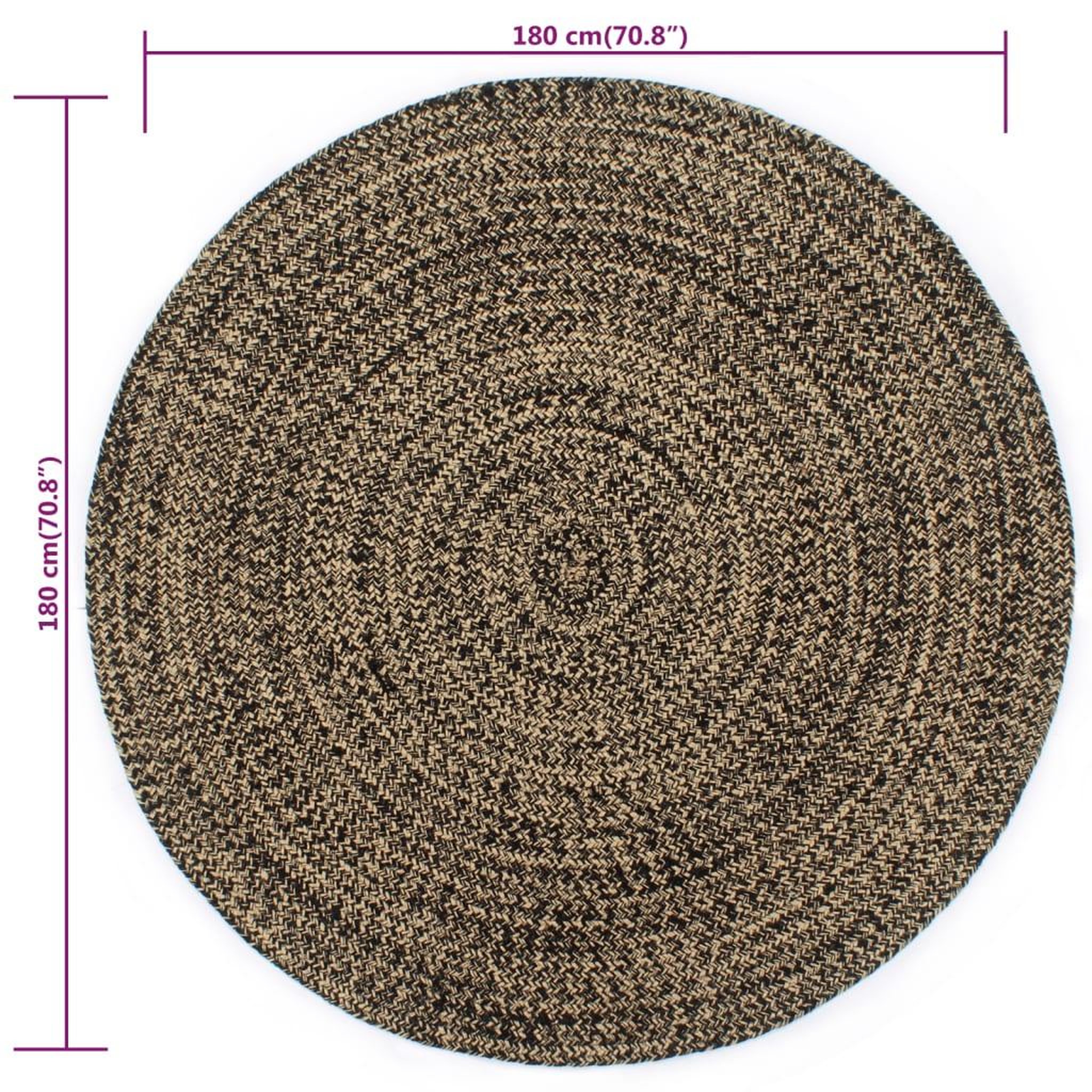 Voir la diapositive 5 : VIDAXL Tapis fait a la main Jute Noir et marron 180 cm