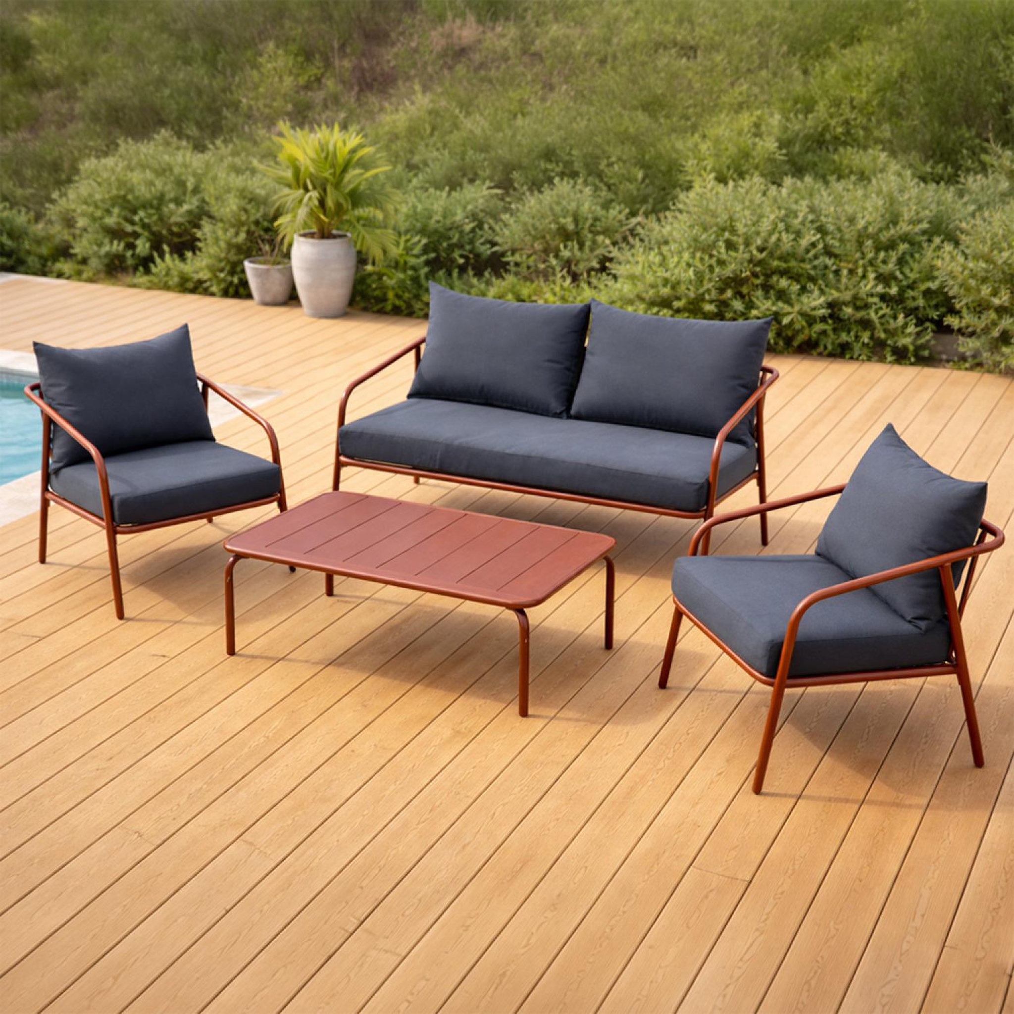 Voir la diapositive 5 : CONCEPT USINE Salon de jardin 4 places terracotta bergame