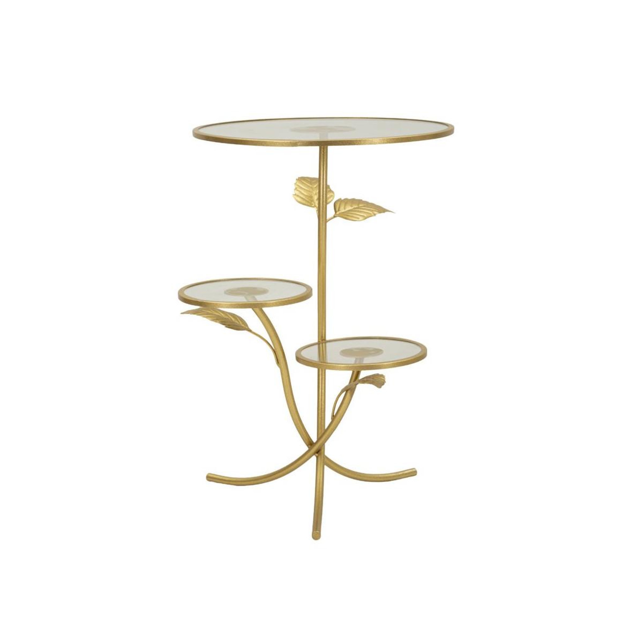 Paris Prix Table d'Appoint 3 Niveaux  Leaf  69cm Or