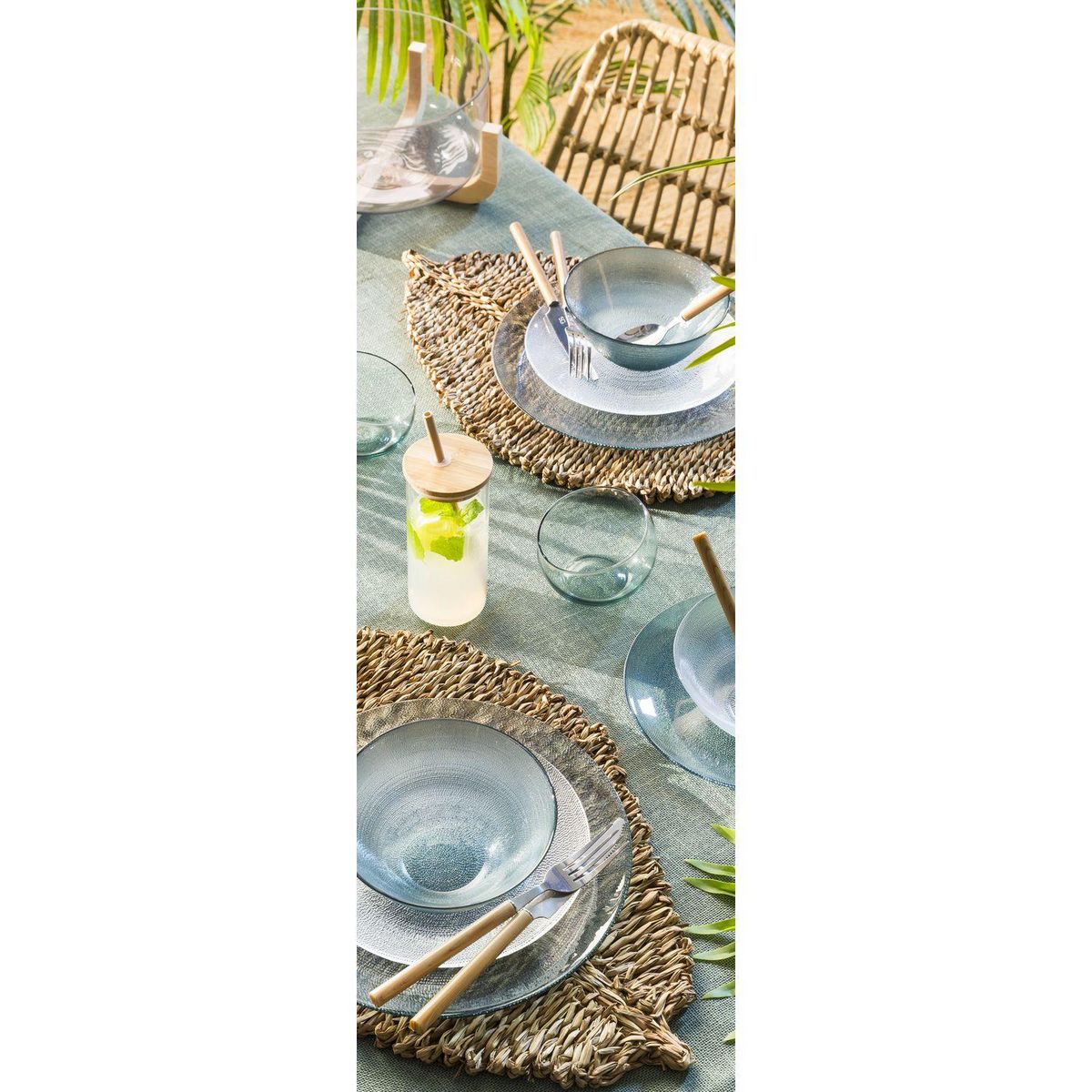 TOILINUX Lot de 6 sets de table feuille en roseau - 48 x 38 cm - Marron