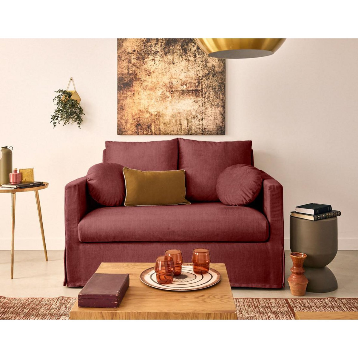 LISA DESIGN Serena - canapé droit déhoussable 2 places en velours