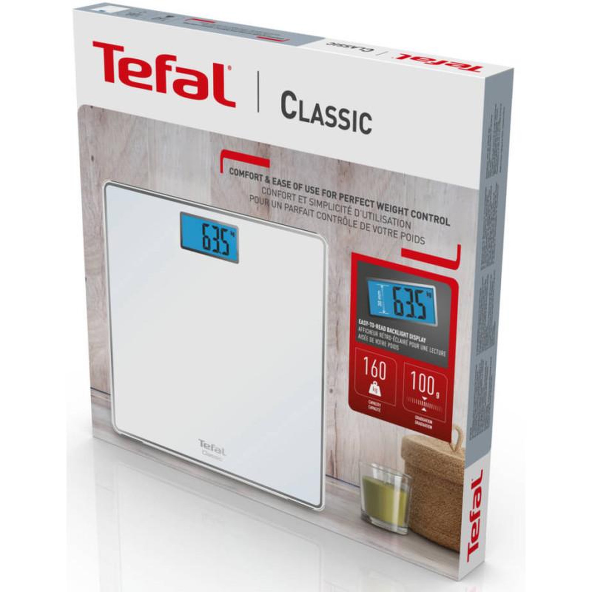 Voir la diapositive 3 : TEFAL Pèse-personne électronique 160kg/100g blanc - PP1501V0