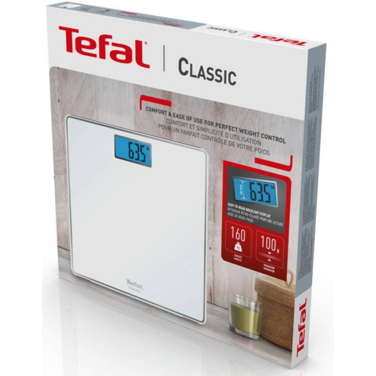 TEFAL Pèse-personne électronique 160kg/100g blanc - pp1501v0