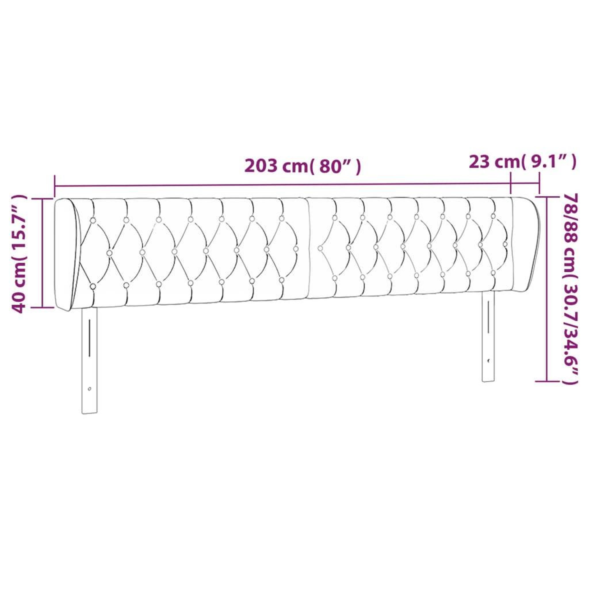 Voir la diapositive 6 : VIDAXL Tete de lit avec oreilles Marron fonce 203x23x78/88 cm Tissu