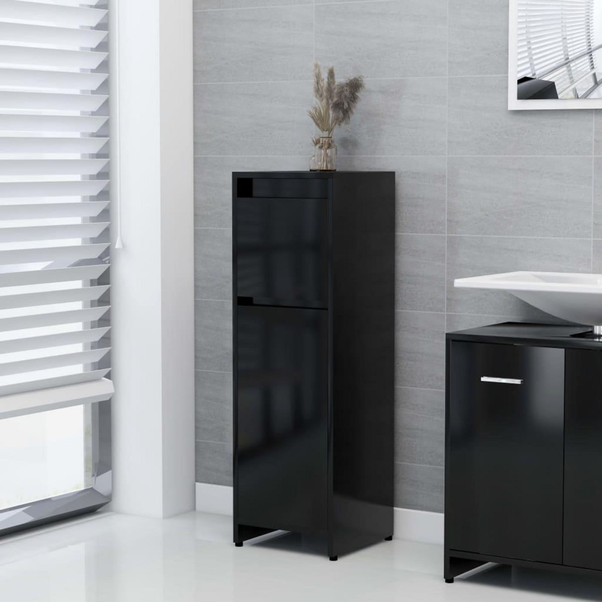 VIDAXL Armoire de salle de bain Noir 30x30x95 cm Bois d'ingenierie