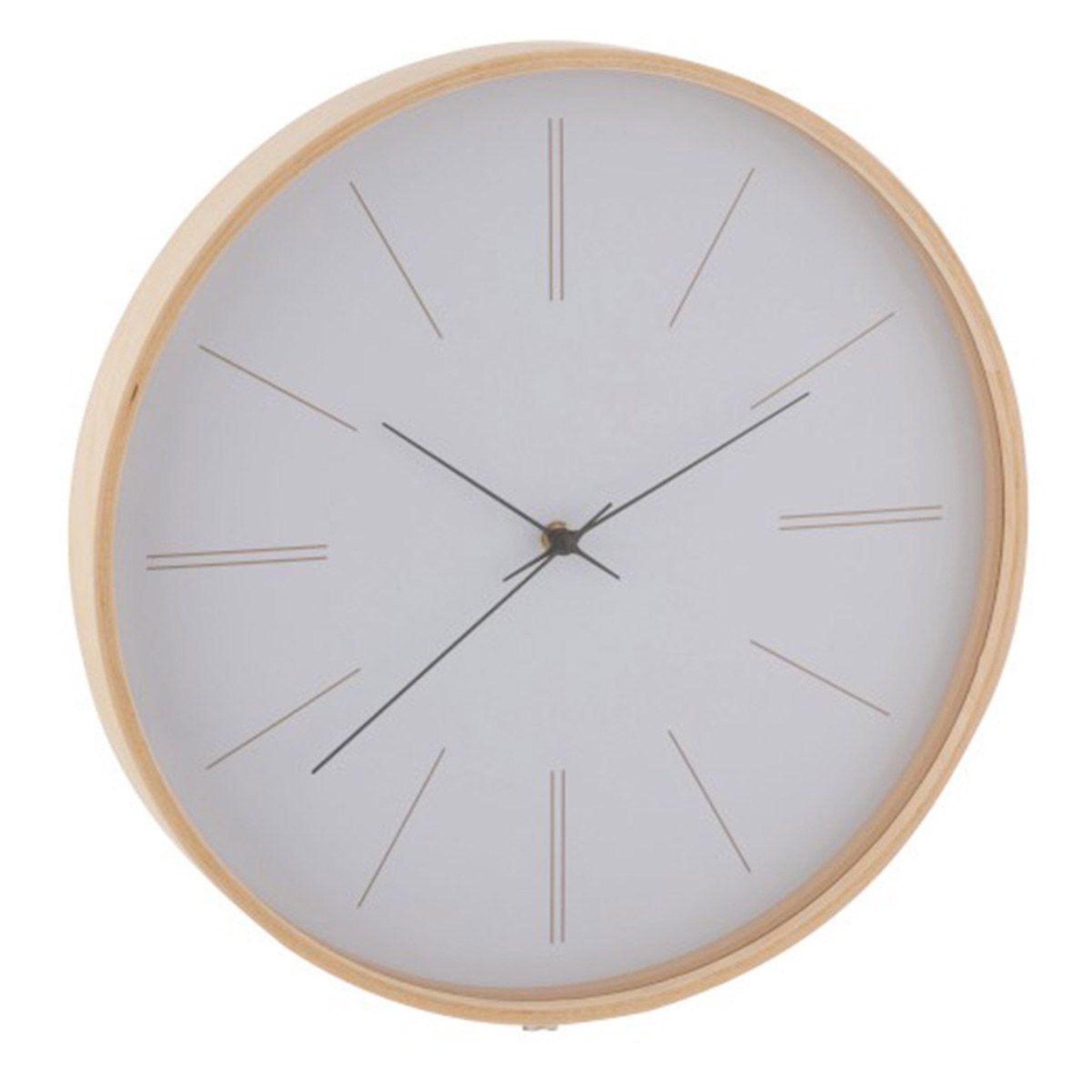 Voir la diapositive 1 : J-LINE Horloge Murale en Bois  Chris  40cm Naturel