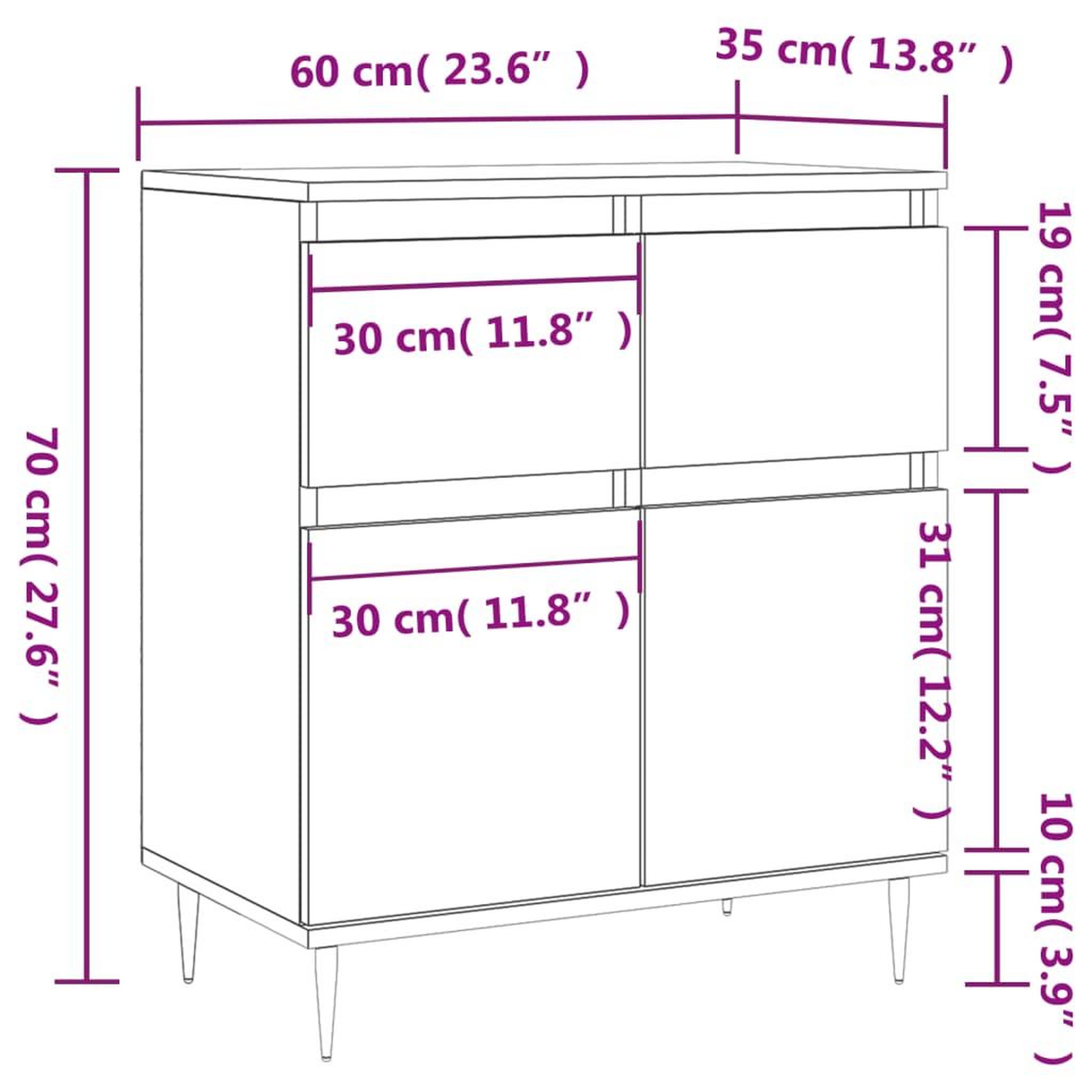 Voir la diapositive 6 : VIDAXL Buffet Chene sonoma 60x35x70 cm Bois d'ingenierie