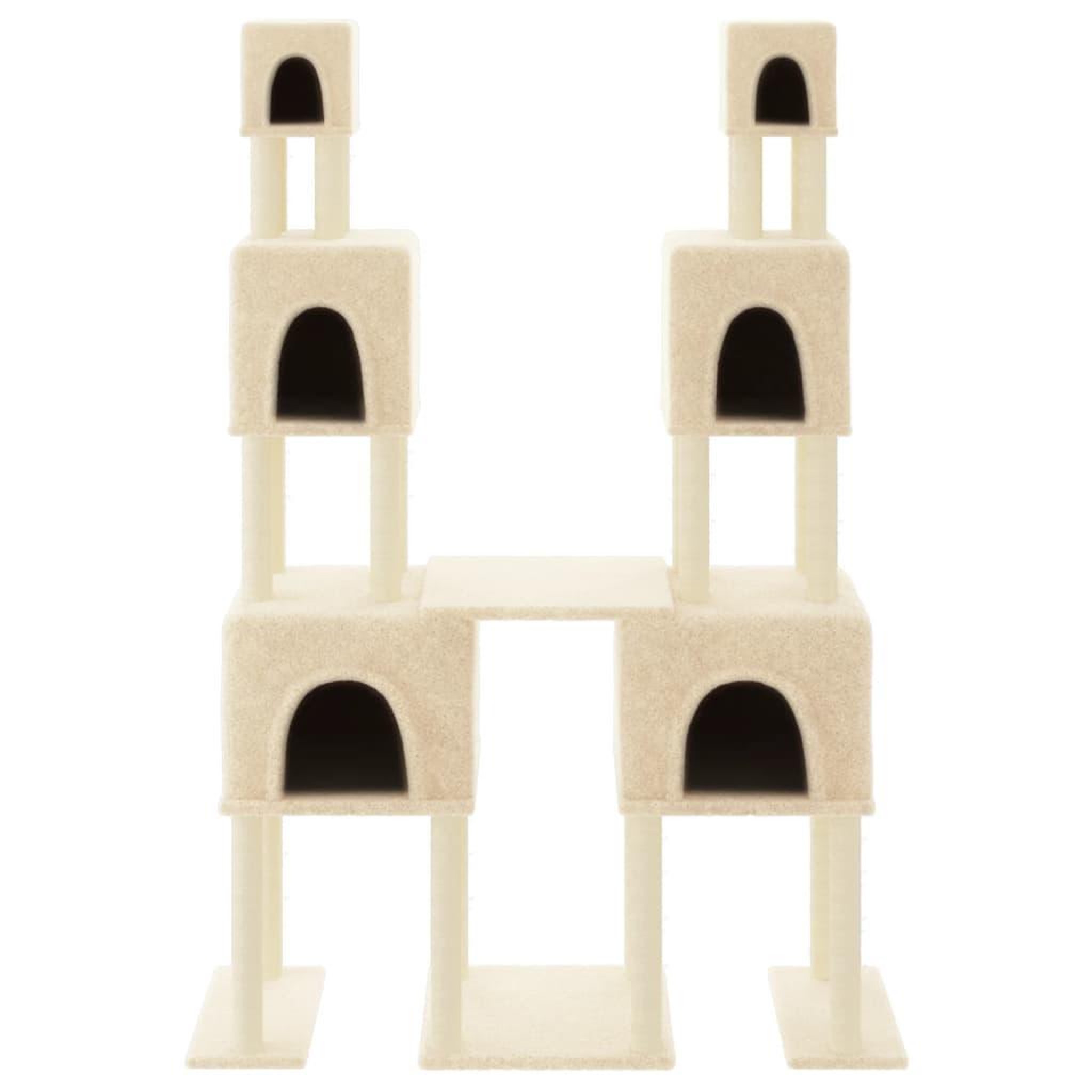 Voir la diapositive 3 : VIDAXL Arbre a chat avec griffoirs en sisal Creme 199 cm