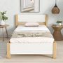 Voir la diapositive 2 : MERAX Lit simple 90x200cm bois et mdf coloris blanc+naturel