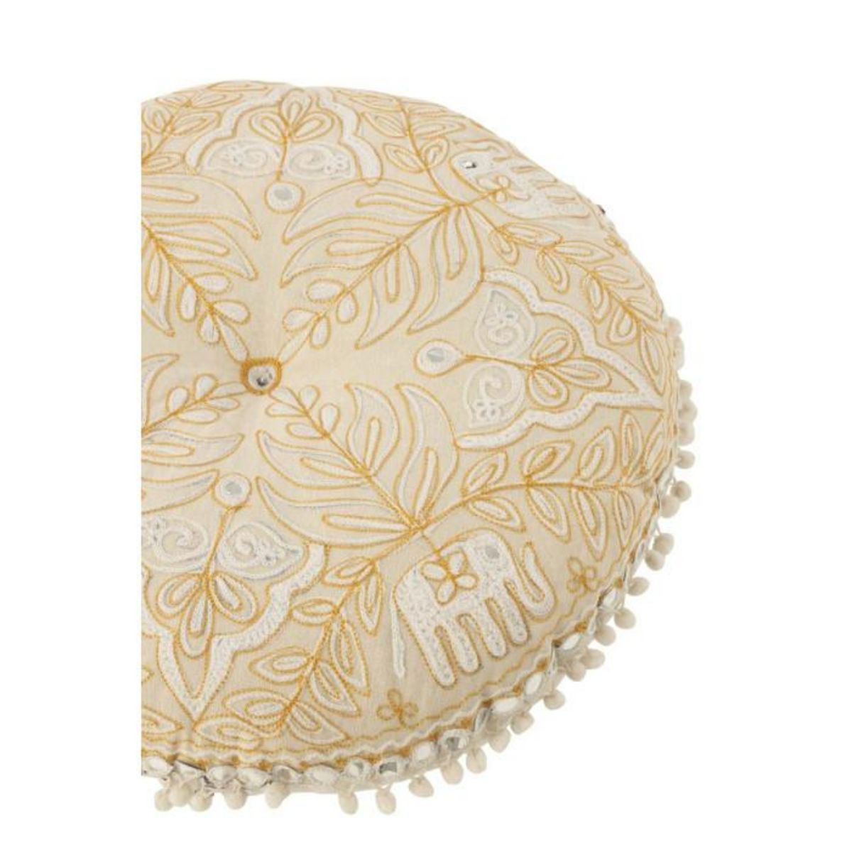 Paris Prix Coussin de Sol Rond  Éléphants  50cm Crème