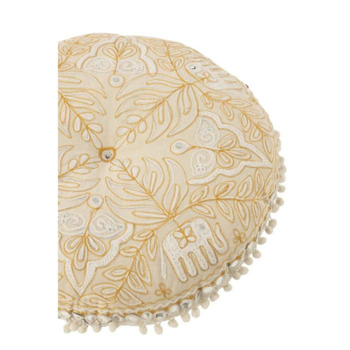 Paris Prix Coussin de Sol Rond  Éléphants  50cm Crème