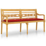 Voir la diapositive 2 : VIDAXL Banc Batavia avec coussin rouge 150 cm Bois de teck massif