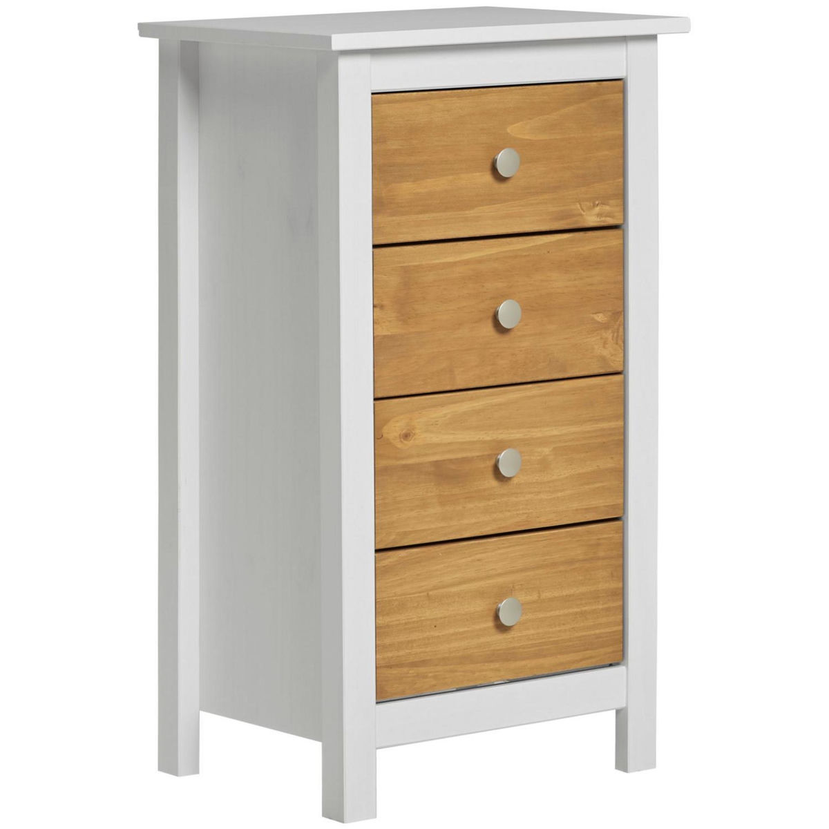 VS VENTA-STOCK Chinfonnier Bonnie Blanc 4 Tiroirs, Fabriqué en Bois de pin Massif