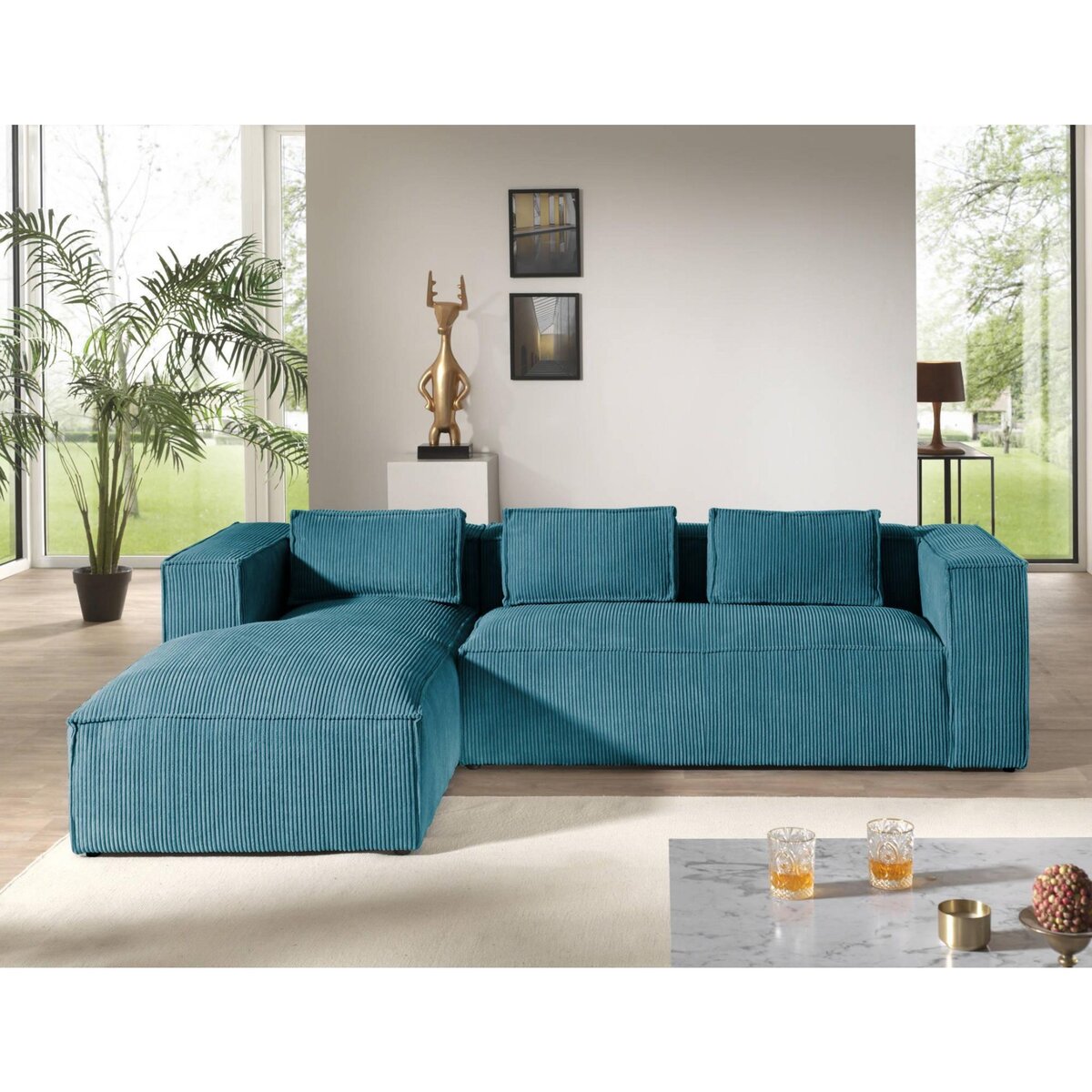 LISA DESIGN Stella - canapé d'angle - en velours côtelé - 4 places -style contemporain - gauche