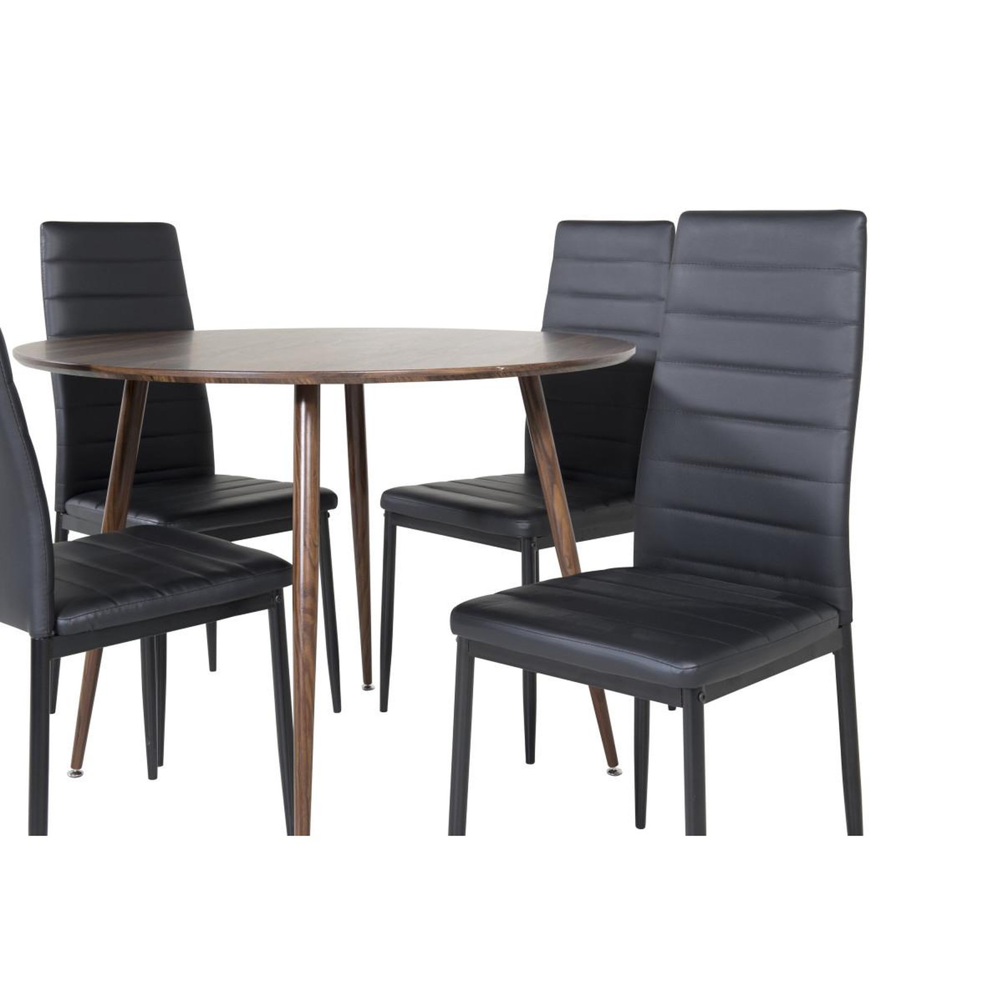 Voir la diapositive 2 : Paris Prix Ensemble table à manger & 4 chaises  plaza & slim  100cm noyer & noir