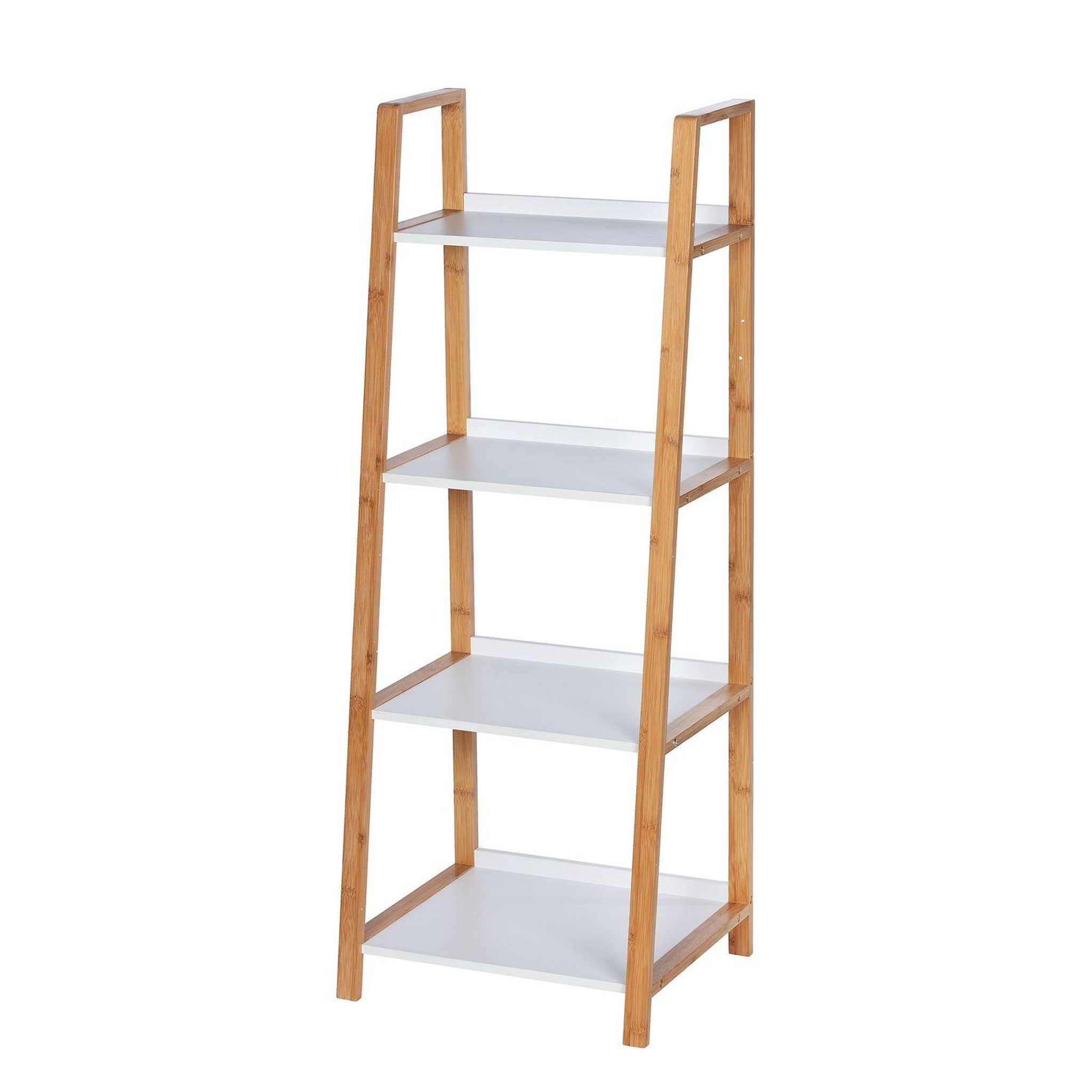 Voir la diapositive 2 : Wenko Etagère de salle de bain en bambou finja - l. 43 x h. 112 cm - blanc