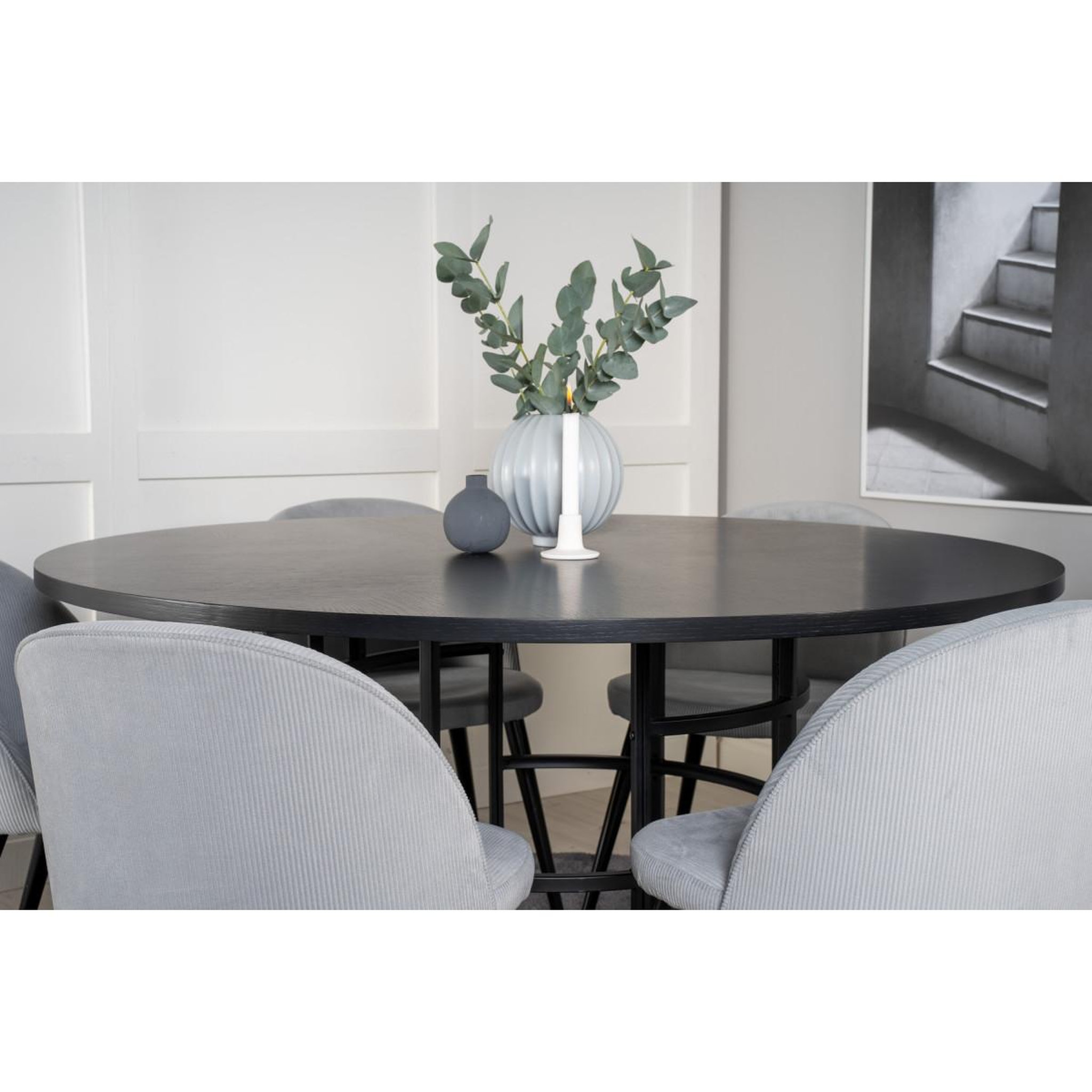 Voir la diapositive 4 : Paris Prix Ensemble table à manger & 6 chaises  copenhagen & velvet  140cm gris & noir