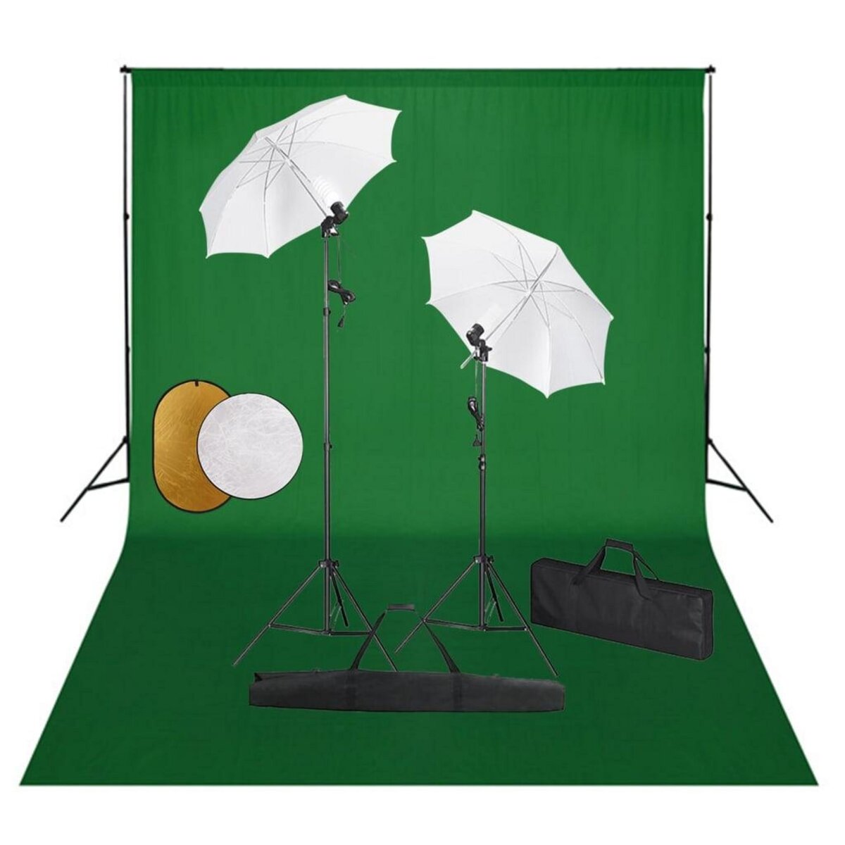 VIDAXL Kit de studio photo avec lampes toile de fond et reflecteur