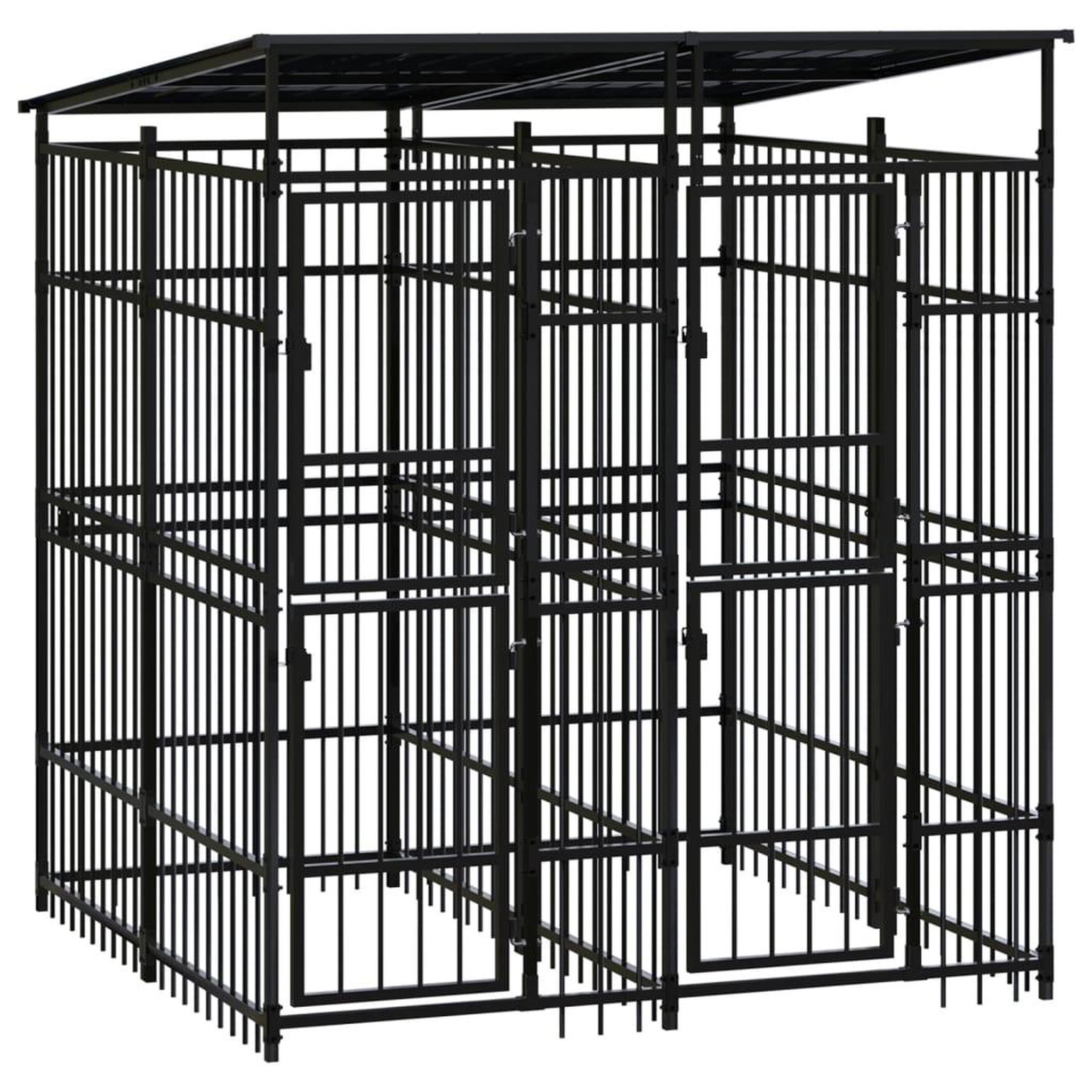 VIDAXL Chenil d'exterieur avec toit pour chiens Acier 3,69 m²