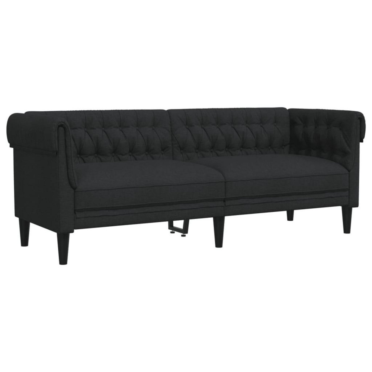 VIDAXL Canape Chesterfield 3 places noir tissu