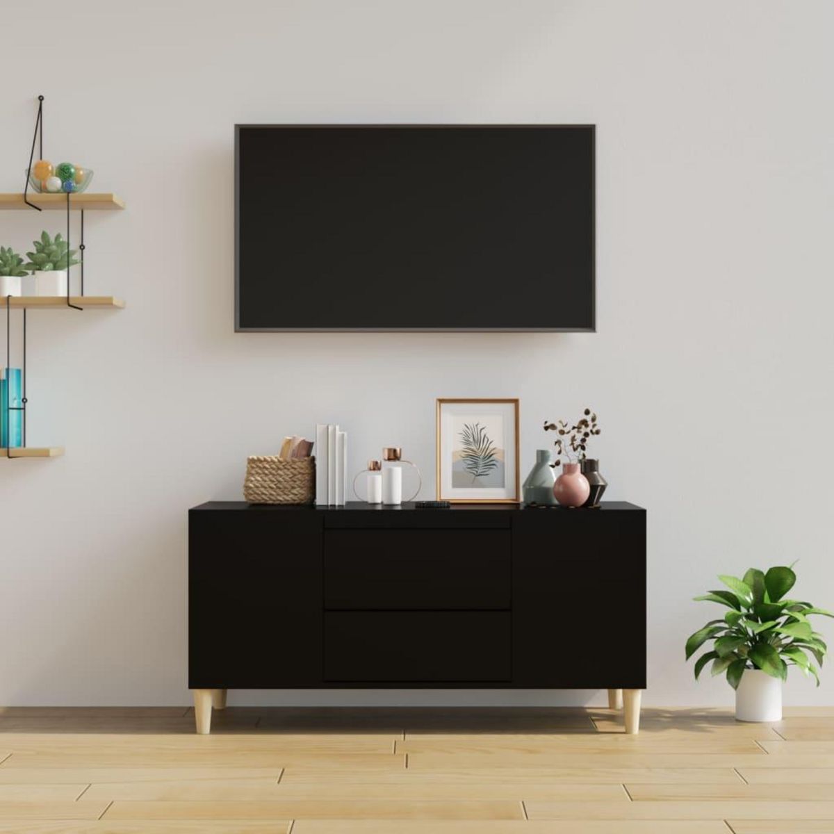 VIDAXL Meuble TV Noir 102x44,5x50 cm Bois d'ingenierie