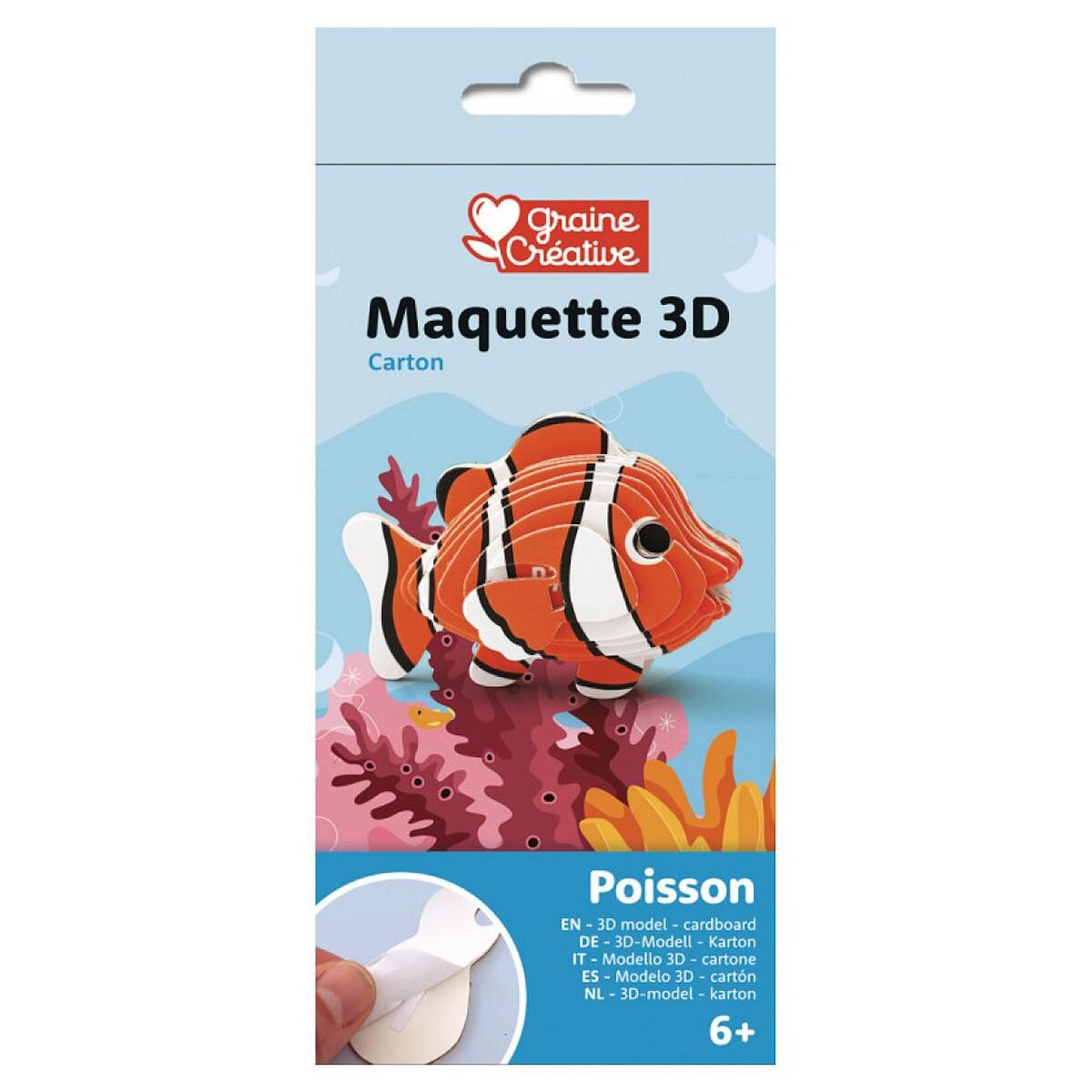 Graine créative Maquette adhesive en carton 3D - Poisson Clown