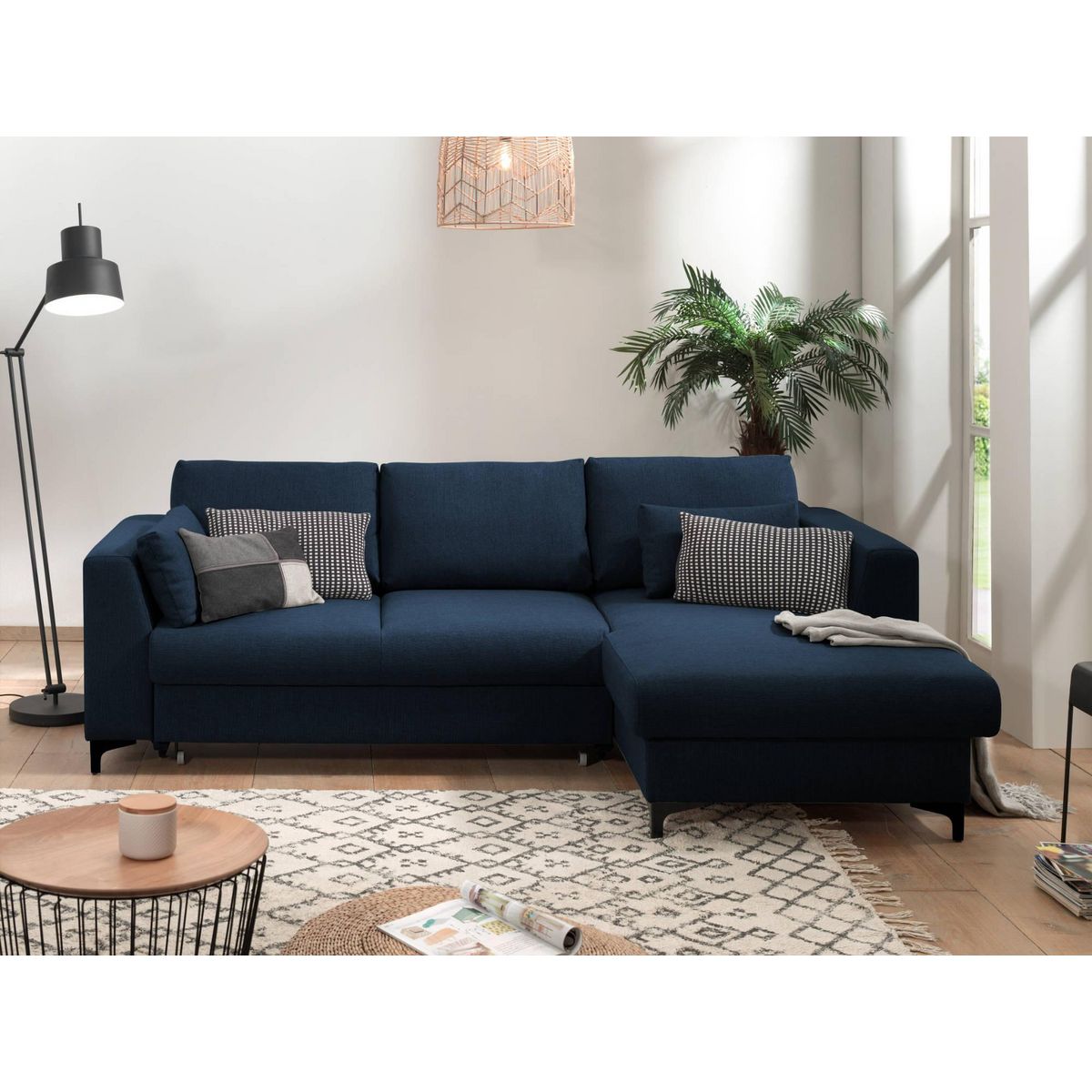 LISA DESIGN Tala - canapé d'angle droit - convertible avec coffre - 4 places - en tissu