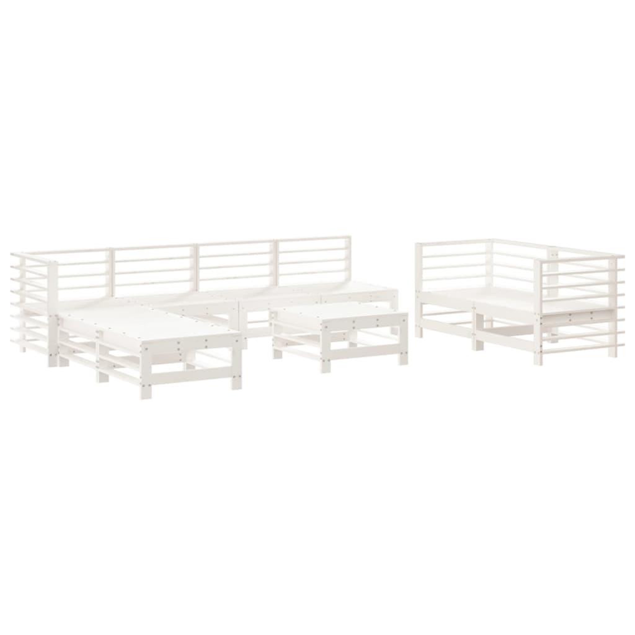 Voir la diapositive 2 : VIDAXL Salon de jardin 9 pcs Blanc Bois de pin massif