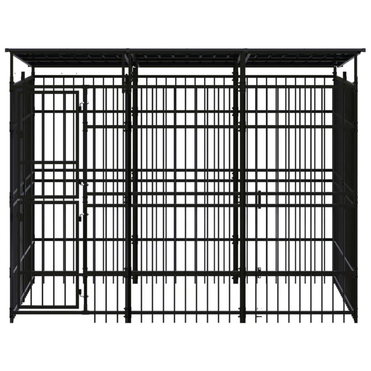 VIDAXL Chenil d'exterieur avec toit pour chiens Acier 5,53 m²