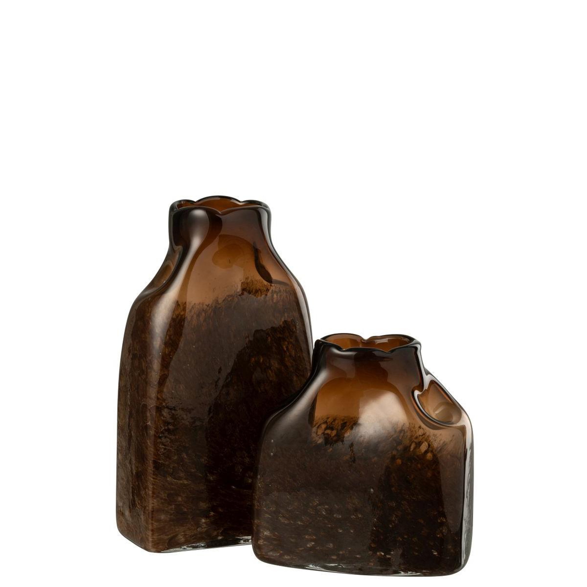 Voir la diapositive 2 : J-LINE Vase déco en verre  lester  34cm marron foncé