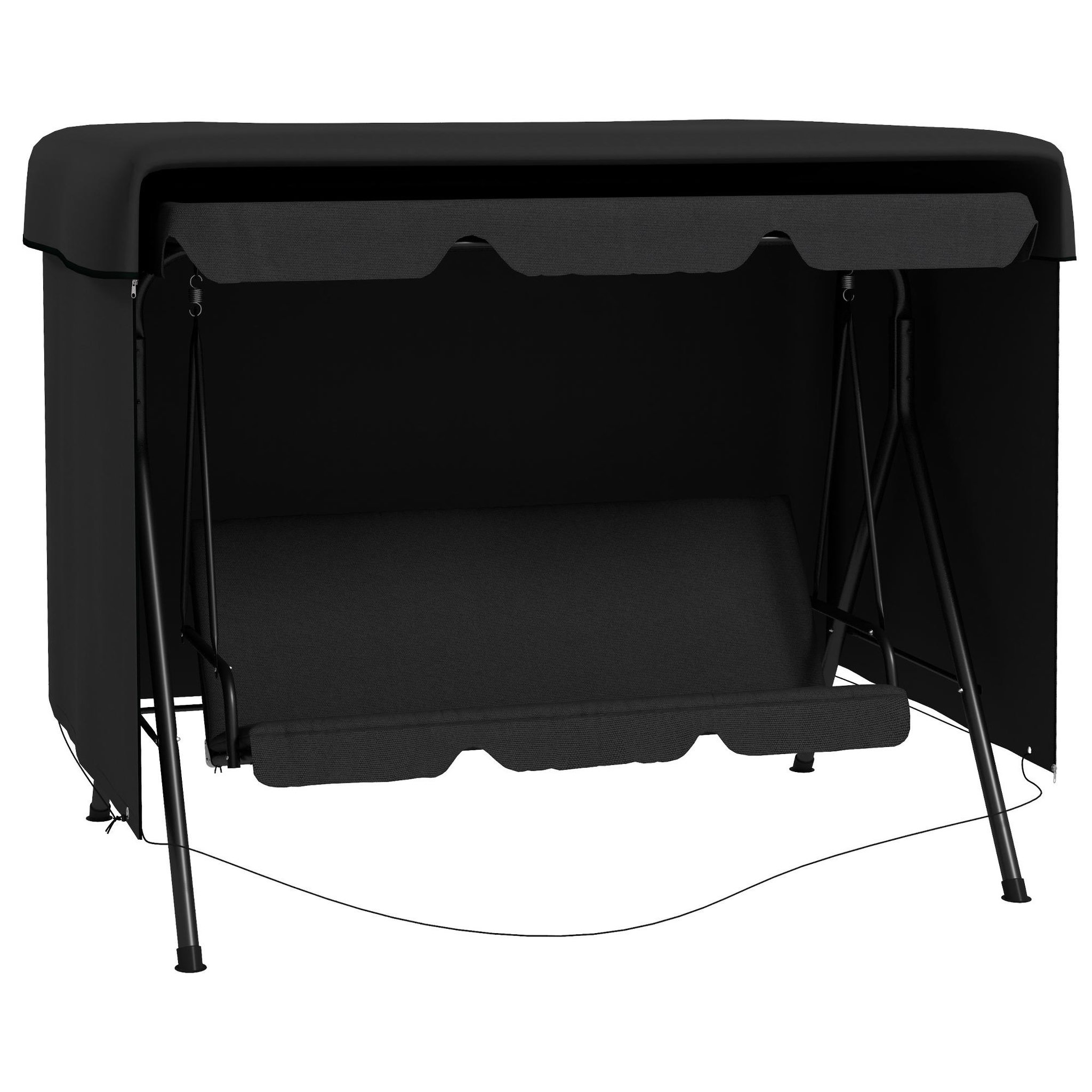 OUTSUNNY Housse de protection balancelle de jardin bâche étanche dim. 2,15l x 1,55l x 1,5h m pe noir