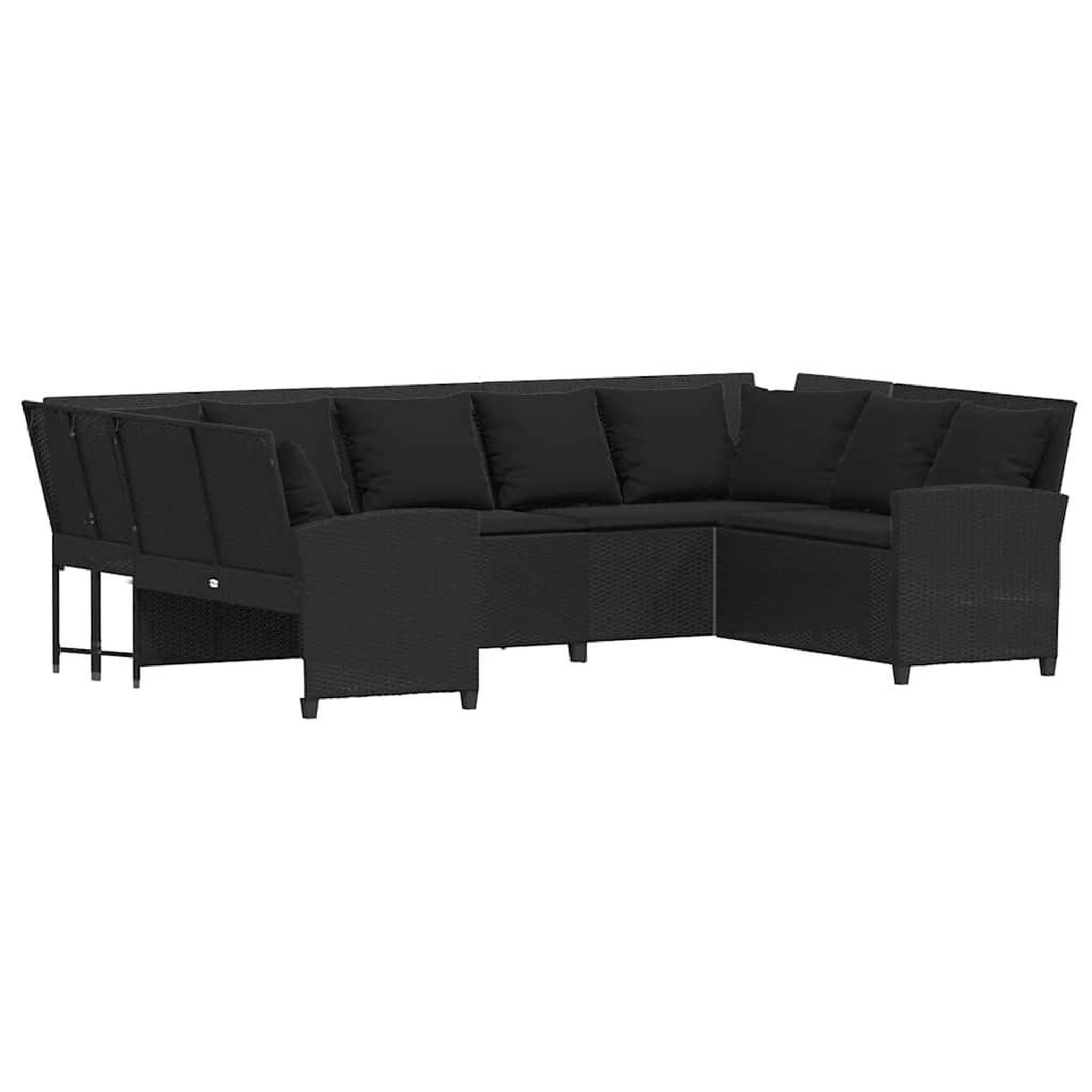 Voir la diapositive 2 : VIDAXL Canape de jardin avec coussins Noir Resine tressee