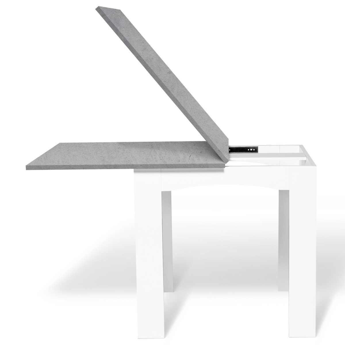 ID MARKET Table à manger extensible rectangle DONA 4-8 personnes plateau effet béton 80-160 cm