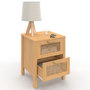 Voir la diapositive 6 : ID MARKET Lot de 2 tables de chevet EDHEN 2 tiroirs cannage et bois