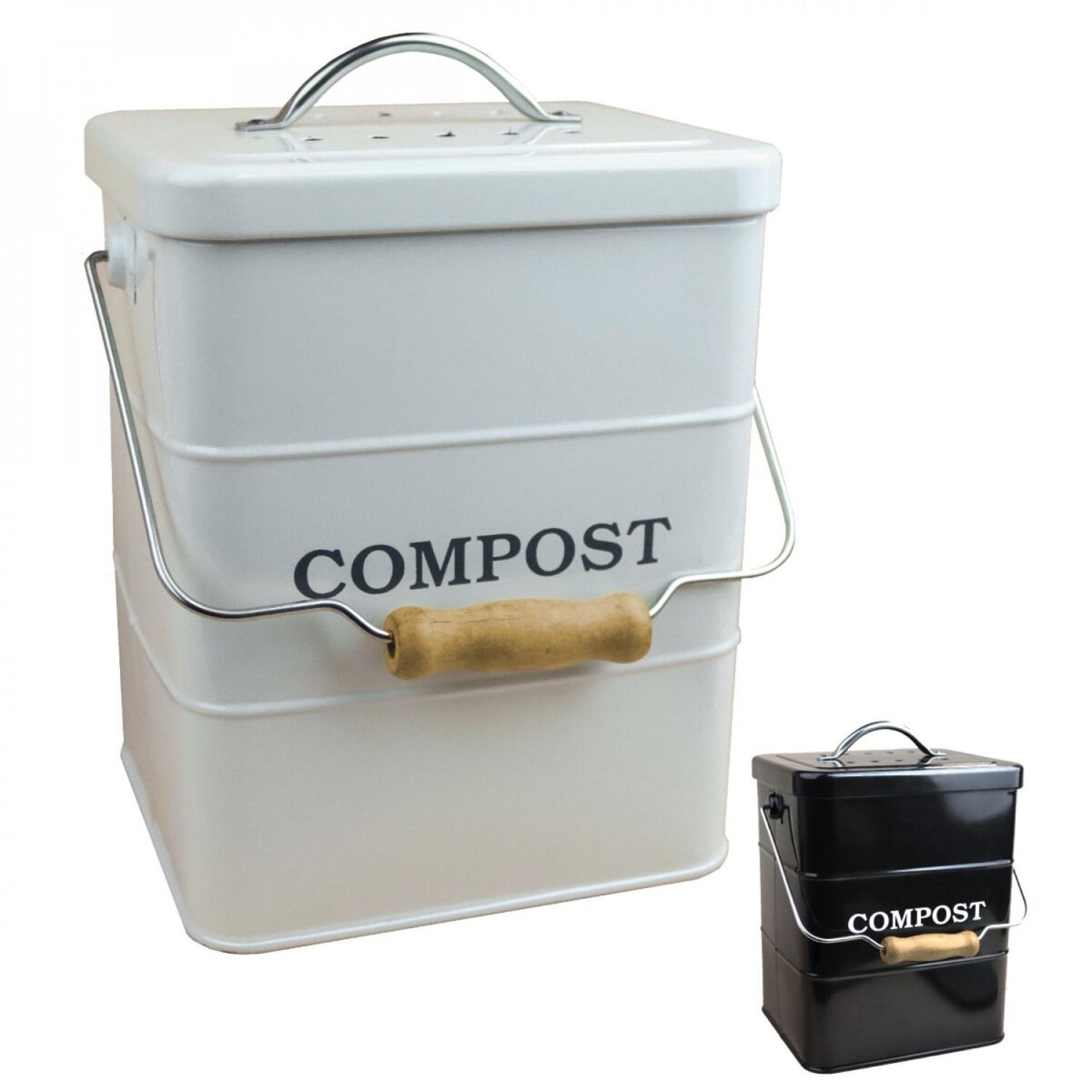 LINXOR Composteur, bac, poubelle à compost de cuisine - 3 L - Beige
