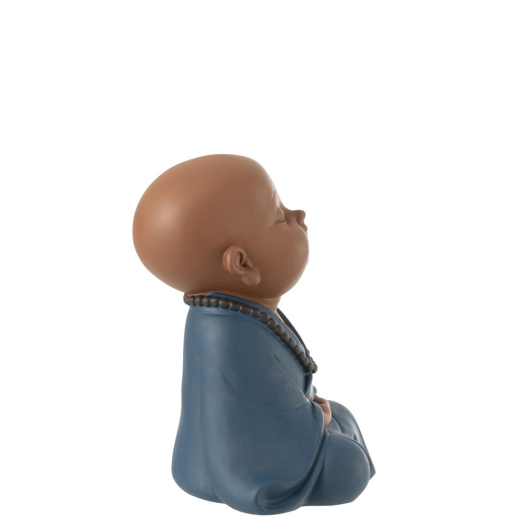 Voir la diapositive 2 : J-LINE Statuette moine zen  grady  23cm bleu