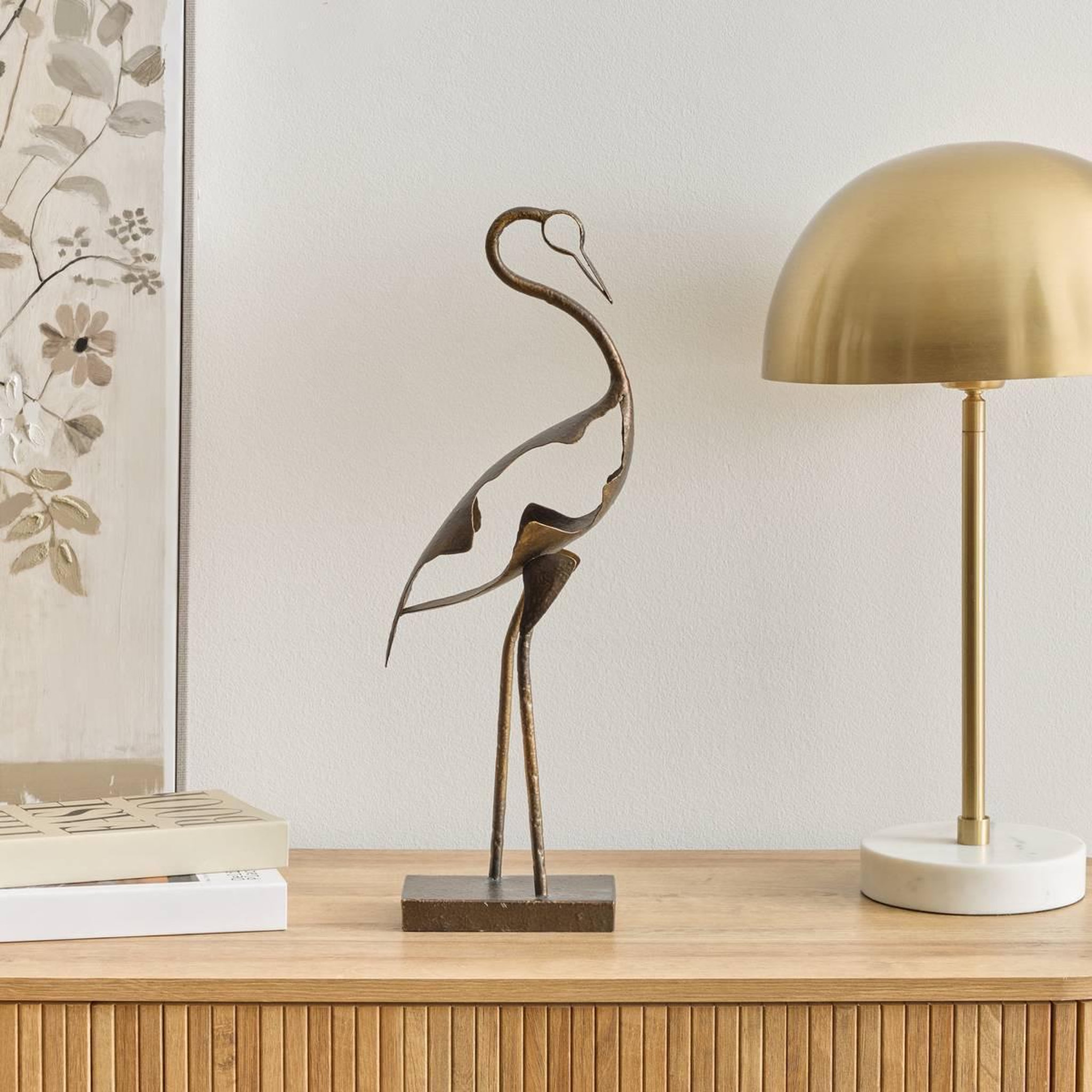 Voir la diapositive 3 : ATMOSPHERA Statuette héron en métal  shilo  47cm marron