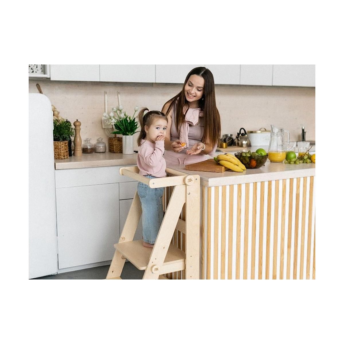 ELINELI Tour pliante 92 cm Moon bois naturel
