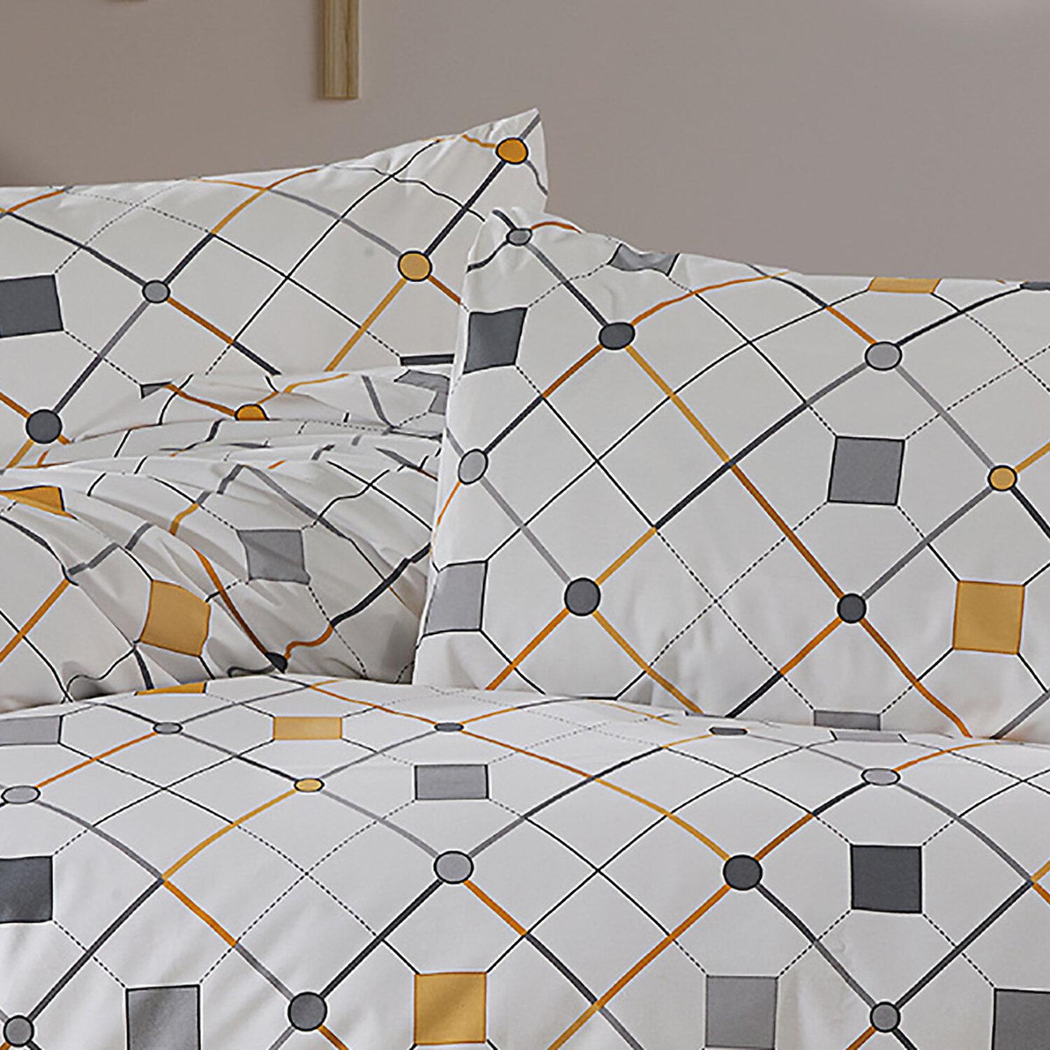 Voir la diapositive 2 : Home collection Parure housse de couette 100% coton 57 fils imprimé angula