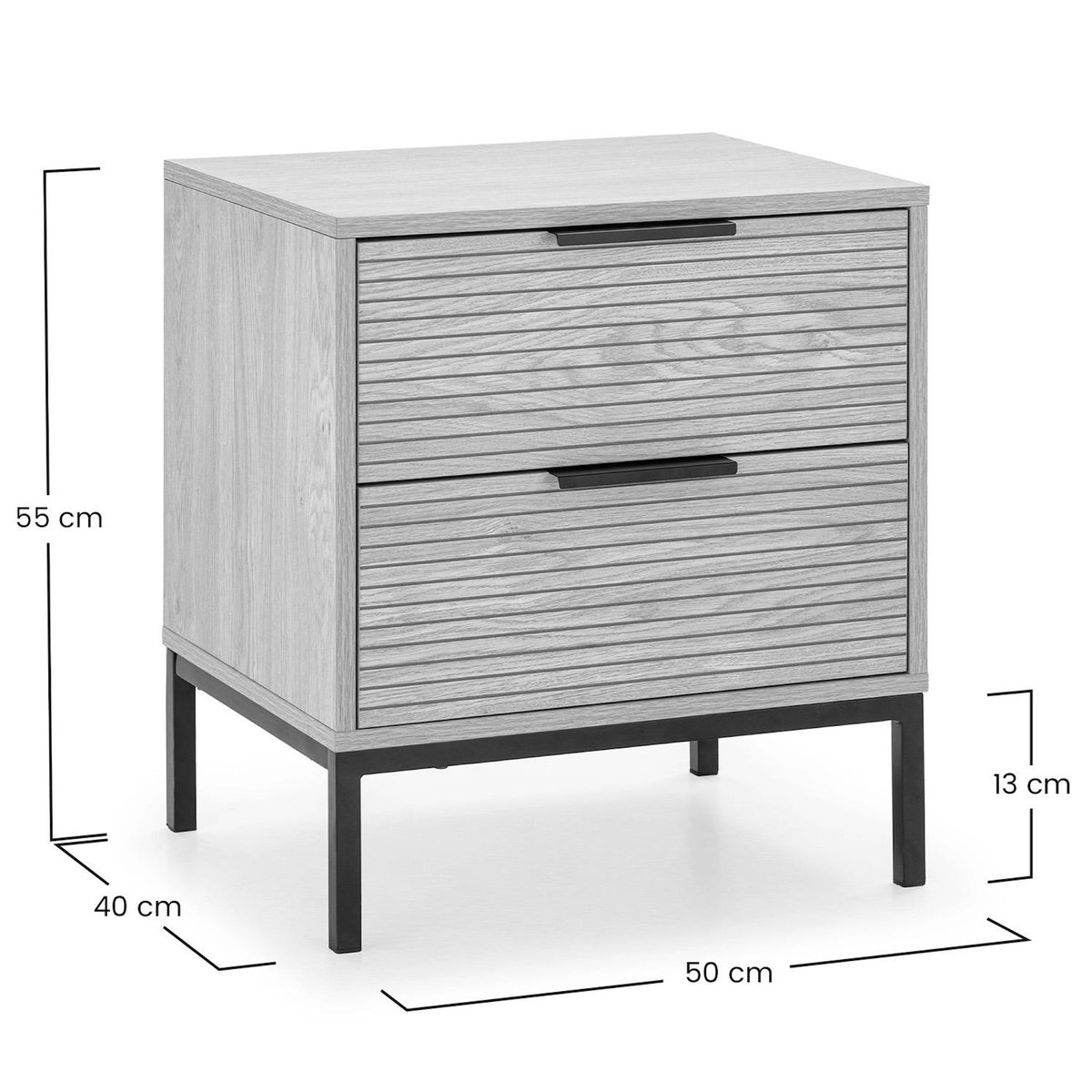 VS VENTA-STOCK Table de chevet 2 tiroirs Monica couleur Bois