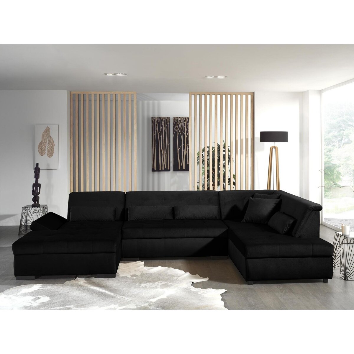 LISA DESIGN Vermont - canapé panoramique d'angle droit - 7 places - xxl - en velours