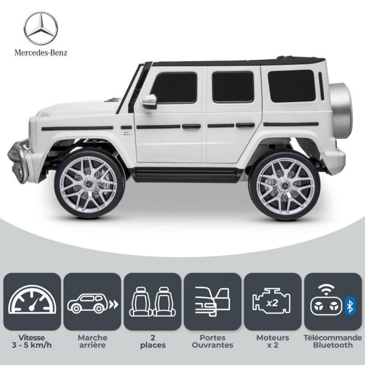 Mercedes Benz Voiture Electrique 4x4 Mercedes AMG - 2 places - 2x 45W, Marche AV/AR, Phares et Système audio