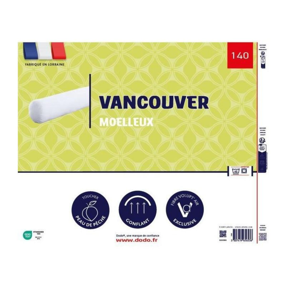 DODO Traversin VANCOUVER 140 cm - 100% Polyester - DODO