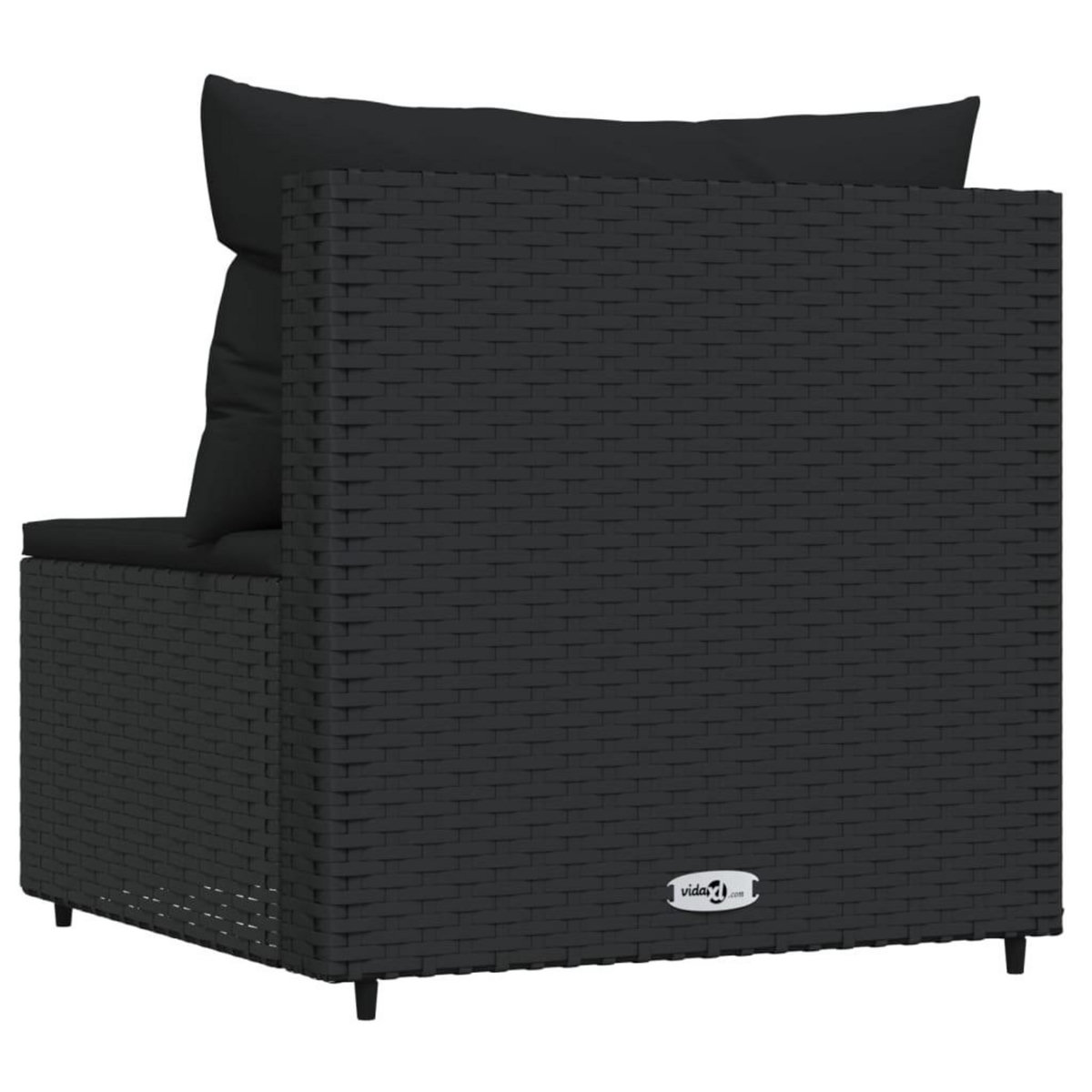 VIDAXL Canape central de jardin avec coussins noir resine tressee