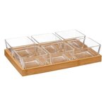 SECRET DE GOURMET Service Apéritif 7 Pièces  Bambou  28cm Transparent