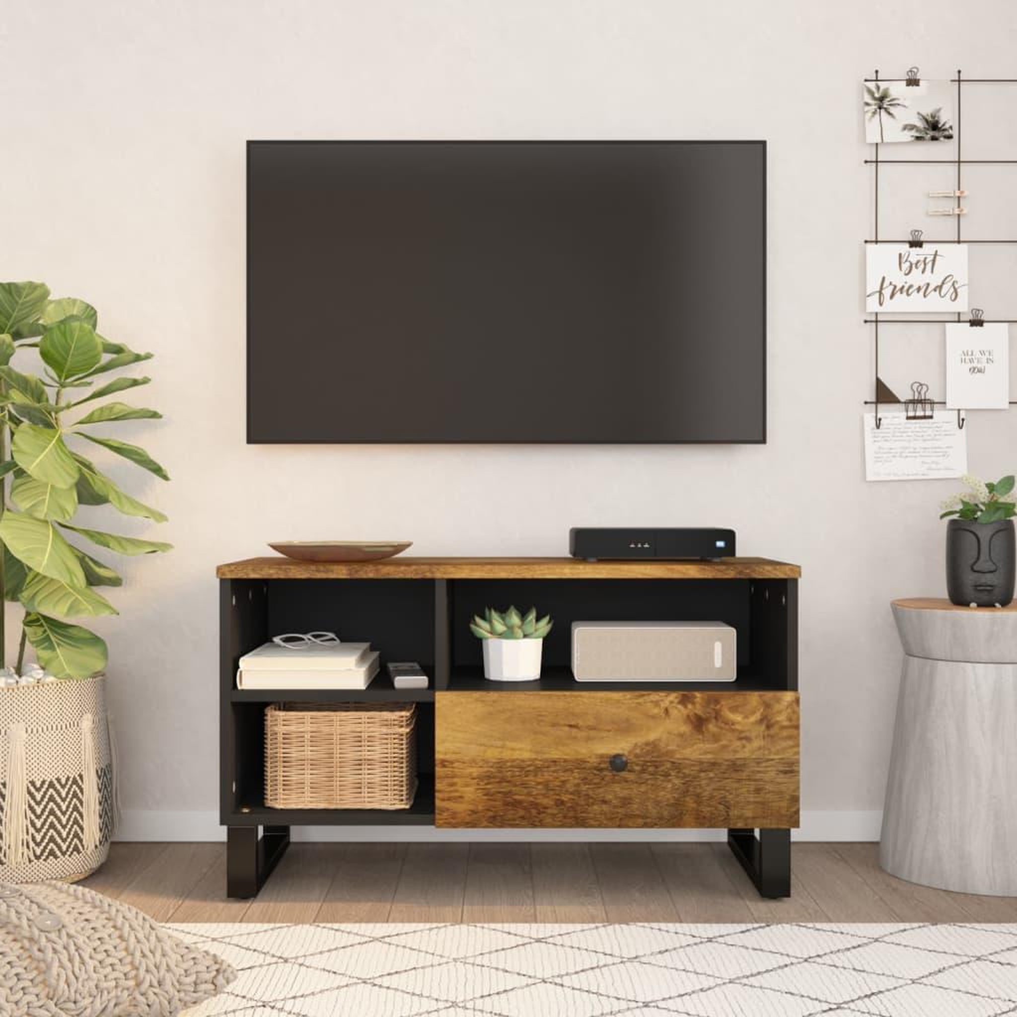 Voir la diapositive 1 : VIDAXL Meuble TV 80x33x46 cm bois de manguier et d'ingenierie