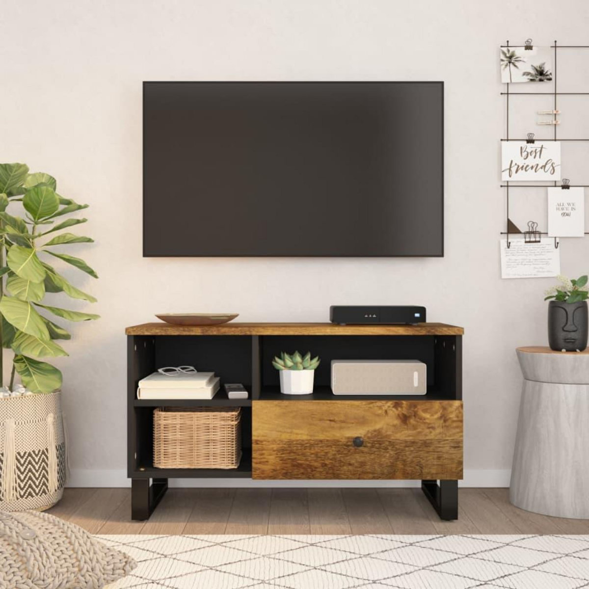 VIDAXL Meuble TV 80x33x46 cm bois de manguier et d'ingenierie