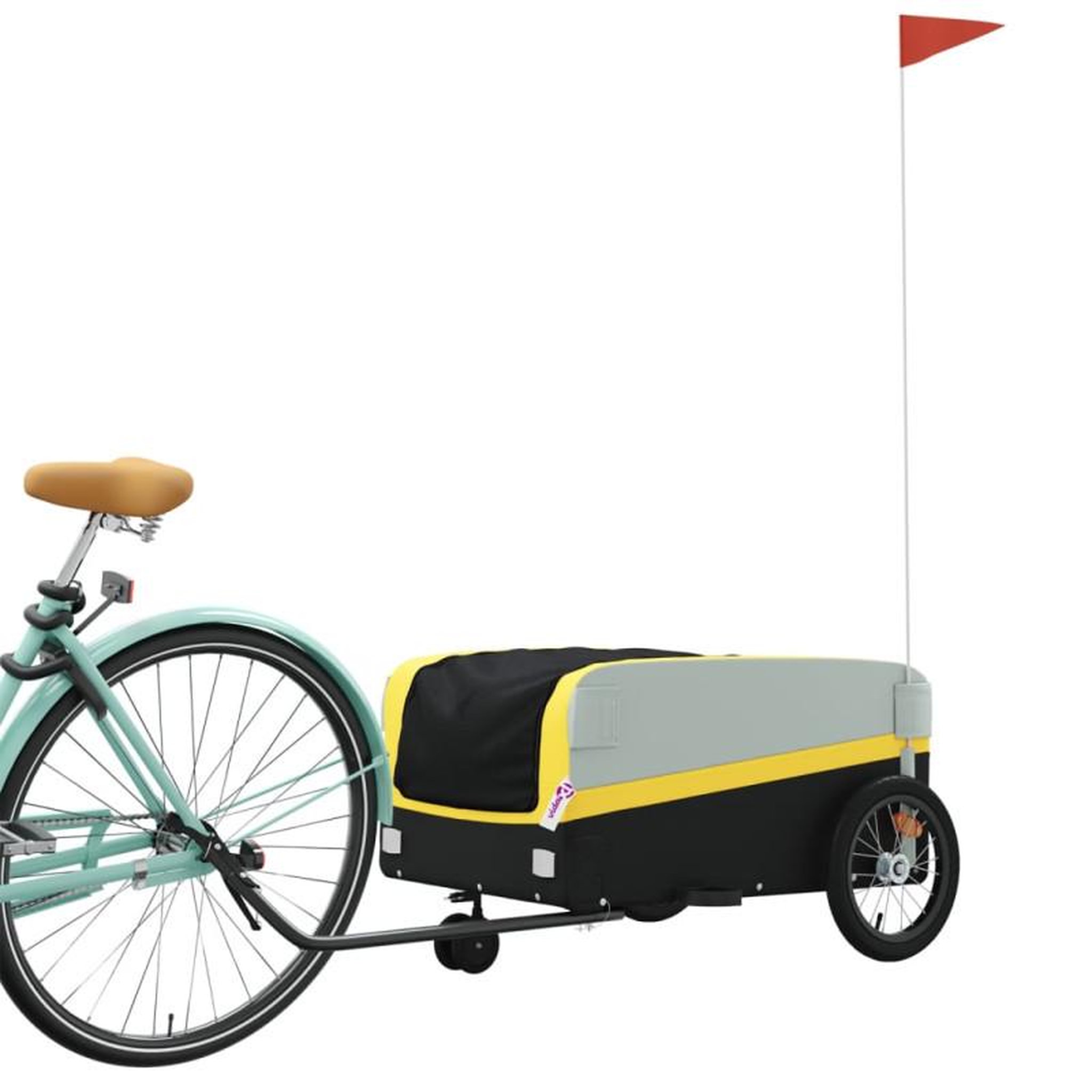 Voir la diapositive 3 : VIDAXL Remorque de vélo noir et jaune 45 kg fer