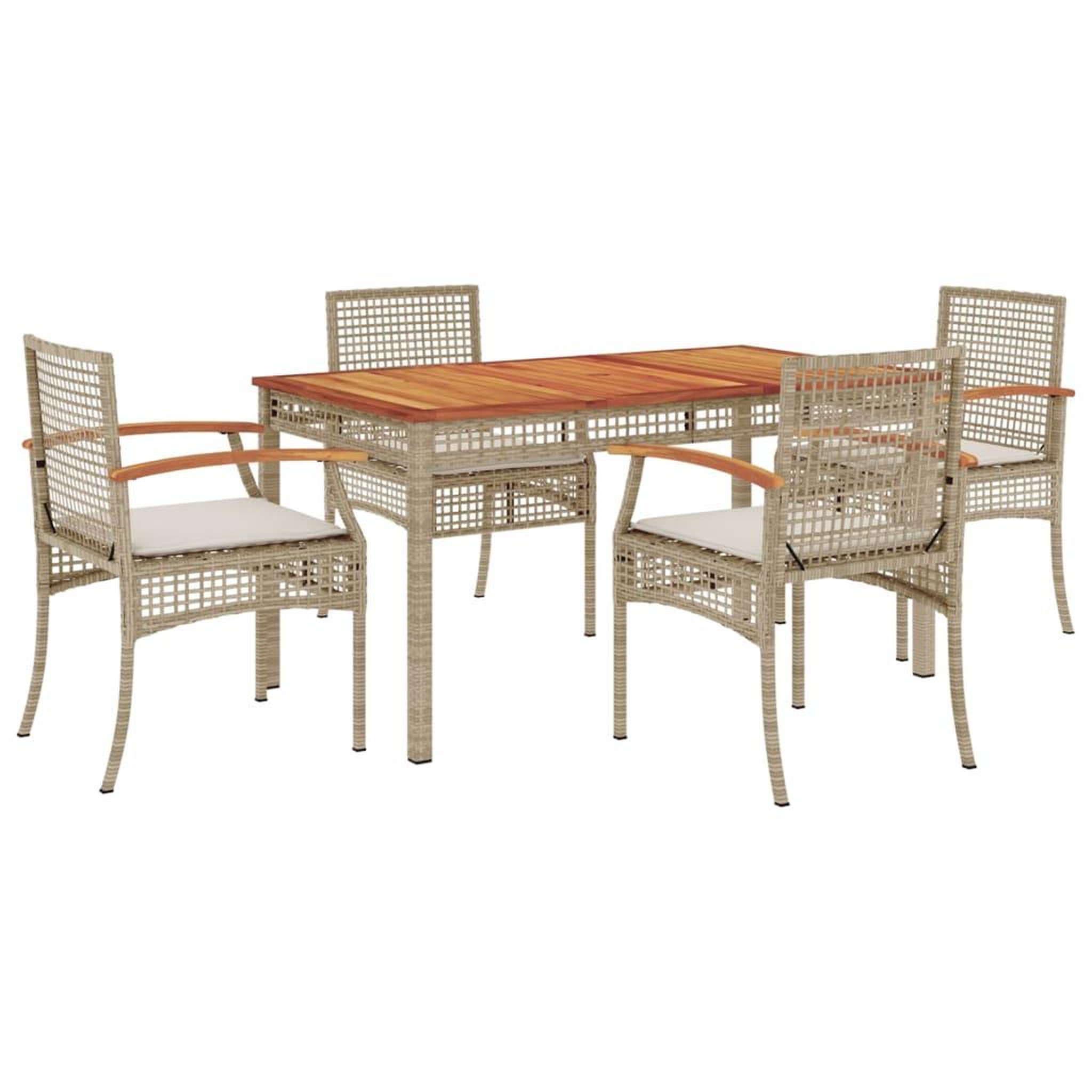 Voir la diapositive 2 : VIDAXL Ensemble a manger de jardin avec coussins 5pcs Beige poly rotin